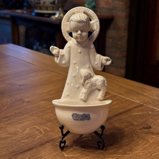 Vintage S.L. Venlo Heilig Hart Kinderbeeld met Wijwaterbakje – Keramiek – Nederland