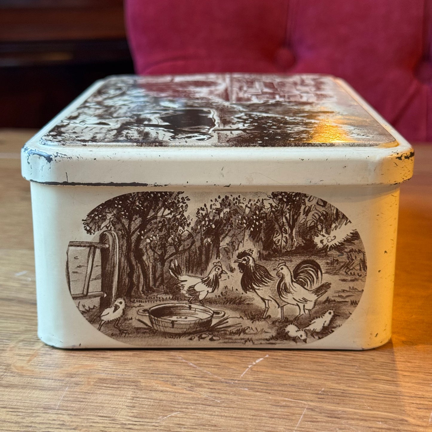 Vintage Blik Biscuiterie de l'Abbaye - Normandisch Landschap (1987)