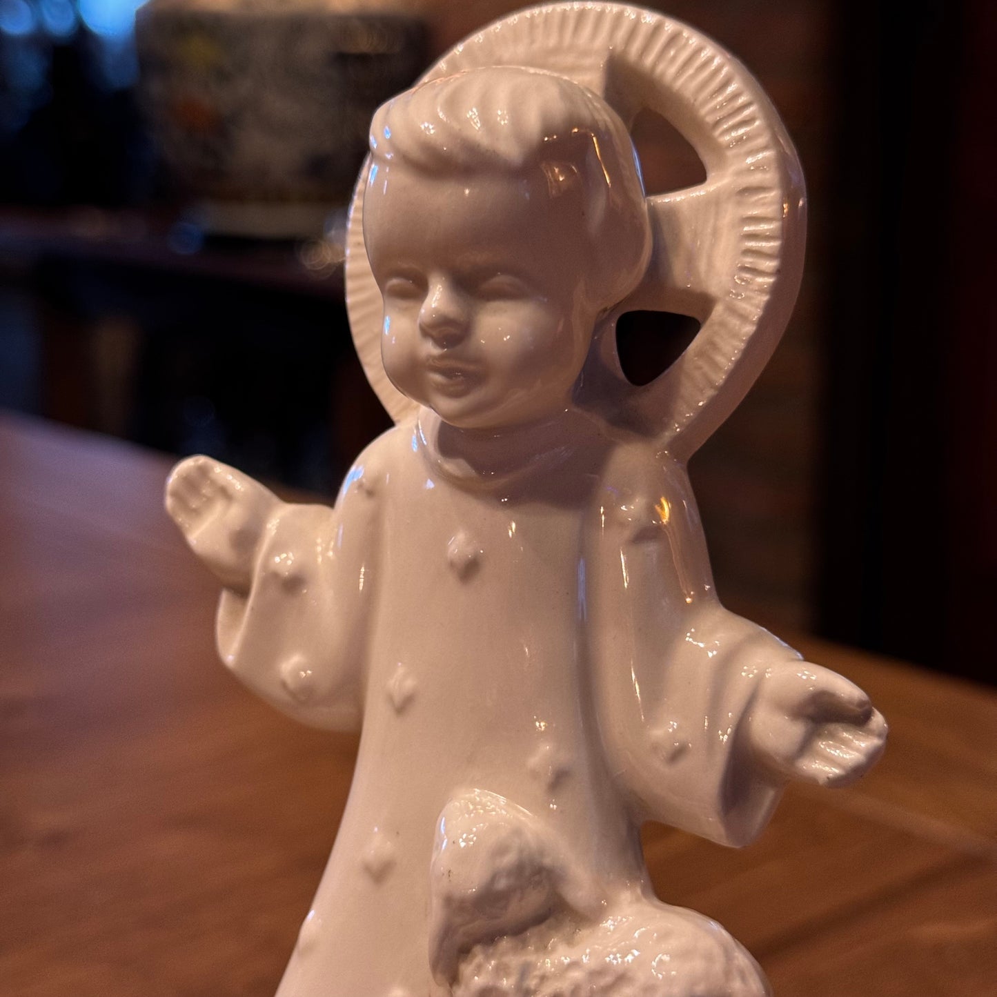 Vintage SL Venlo Herz-Jesu-Statue mit Weihwasserbecken – Keramik – Niederlande