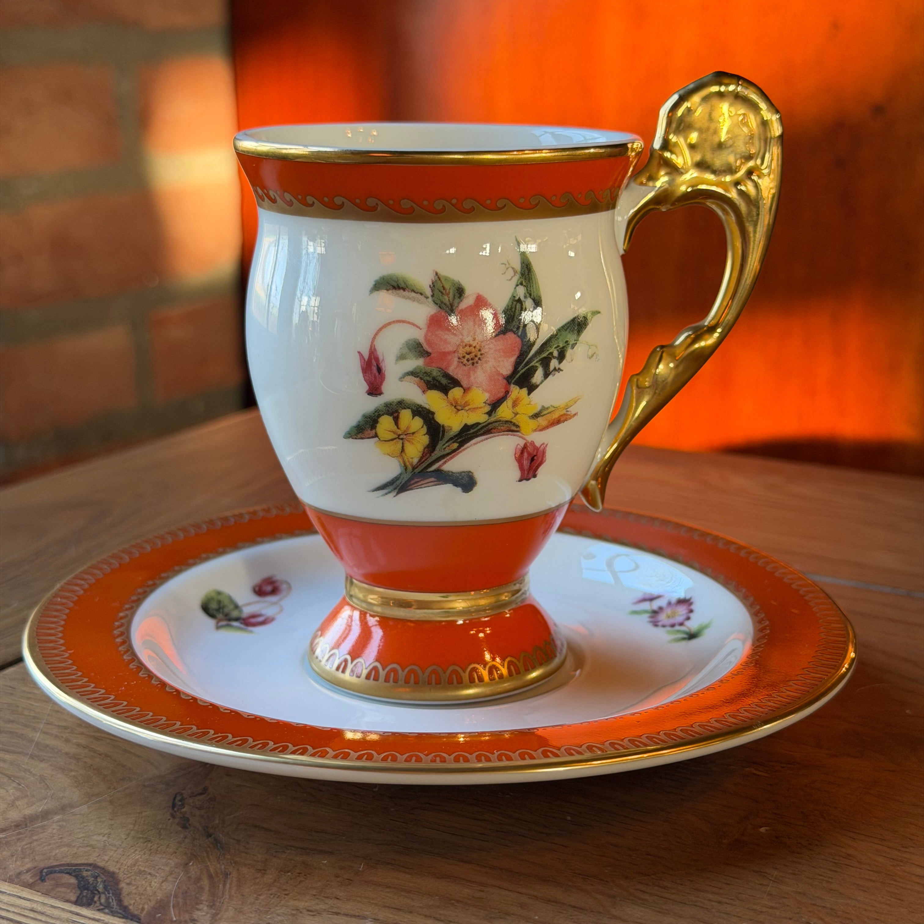 6-Piece Luxury Porcelain Coffee Set "Joseph Nigg" – Vienna Academy Anniversary Edition – Gilded &amp; Colorful