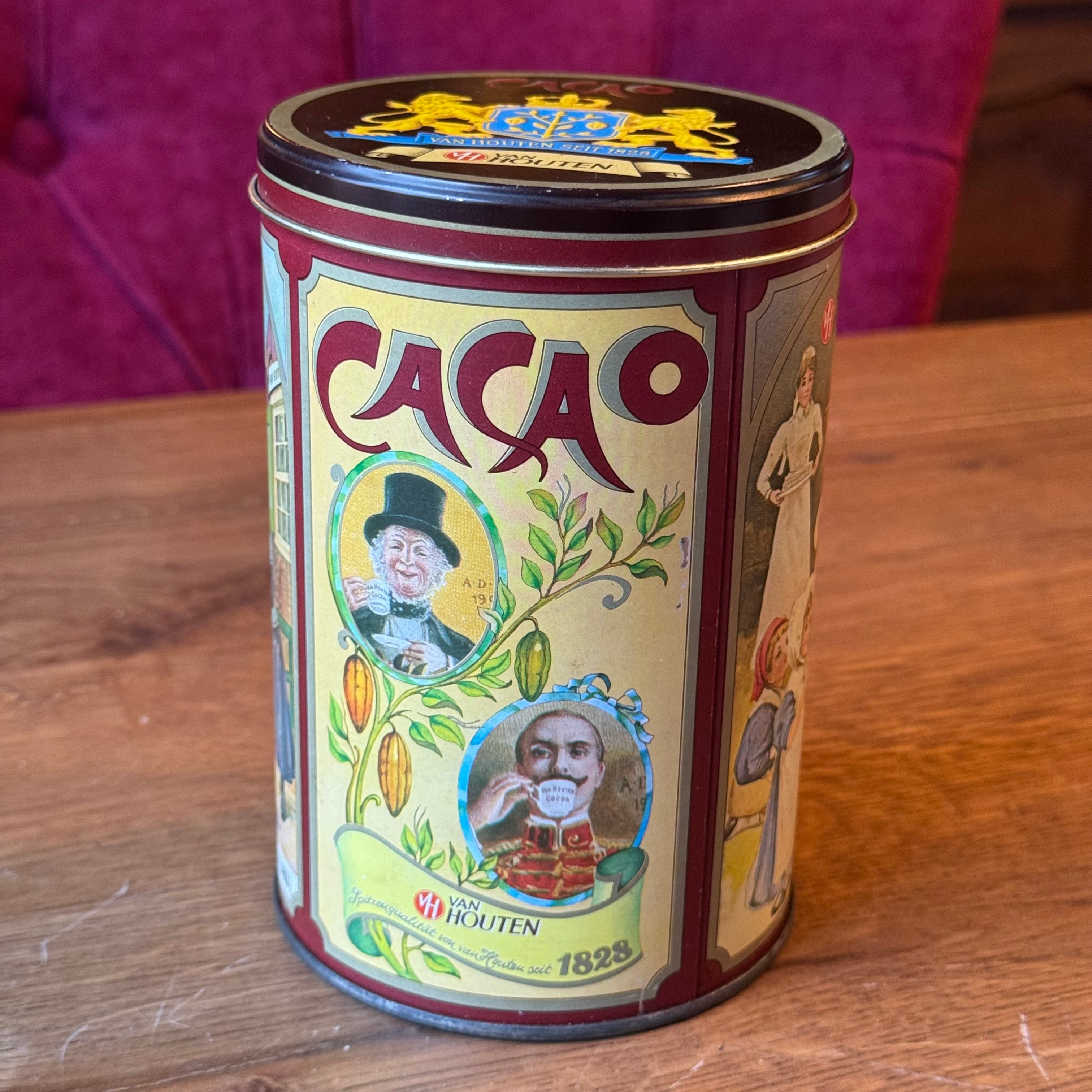 Van Houten cocoa tin – lithographic advertising tin, ca. 1980