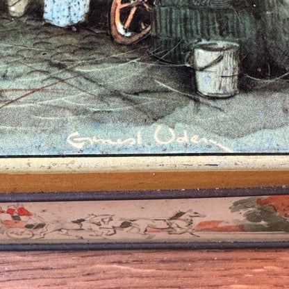 Vintage Victoria biscuit tin – carriage and inn scene – rectangular
