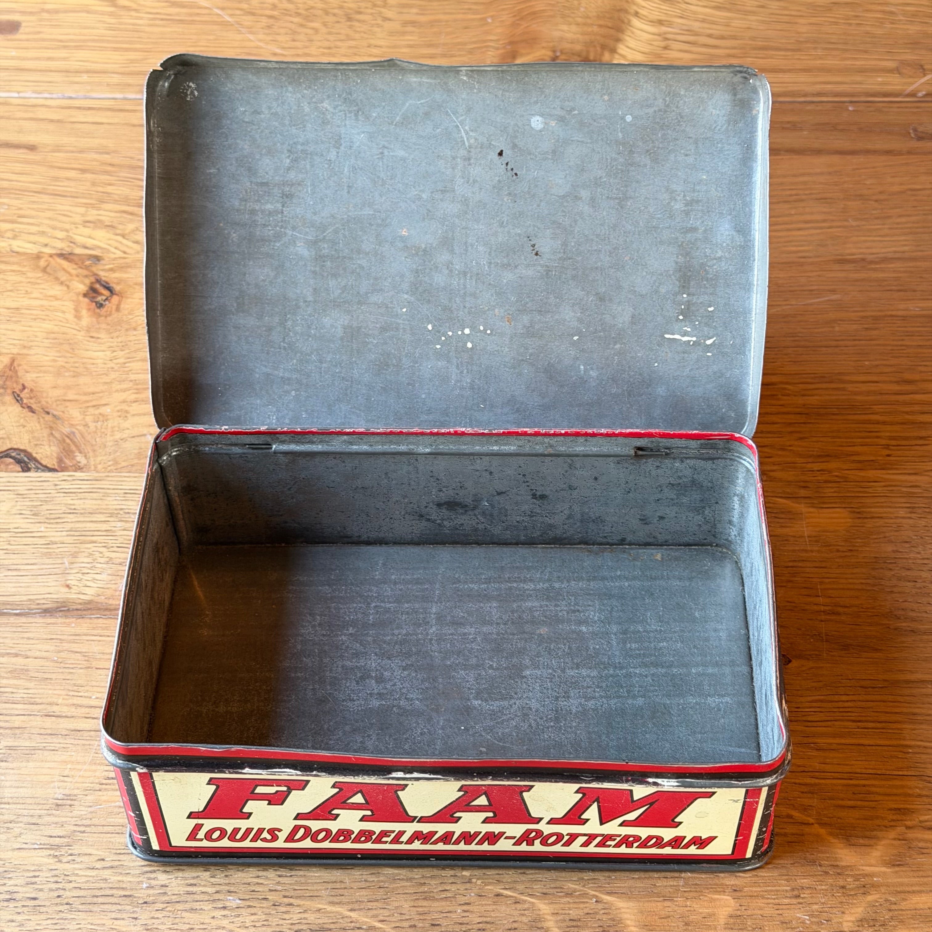 Antique Dutch Tobacco Tin FAAM – Louis Dobbelmann Rotterdam – ca. 1910–1920
