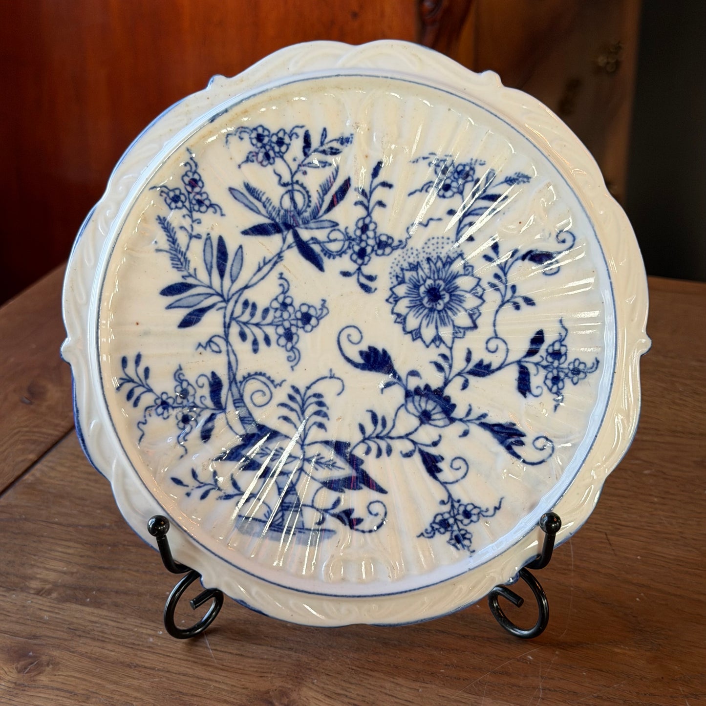 Antiek Porseleinen Bordje Louis Regout (Mosa Maastricht) – Blauw Saksisch Decor