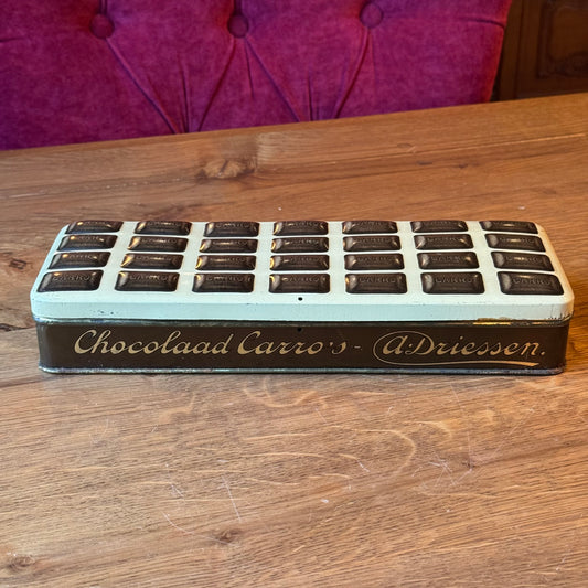 Vintage Chocoladeblik Carro – A. Driessen Rotterdam – Half Kilo – ca. Jaren 1930–1950