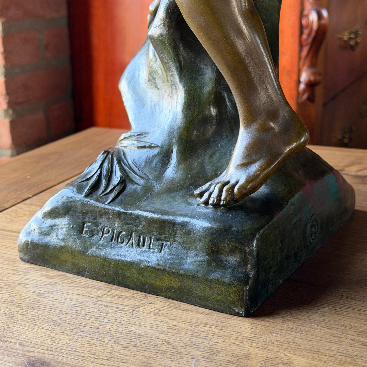 Monumentaal Frans Beeld ‘Génie Humain’ – naar Émile Picault, Parijse Gieting ca. 1900