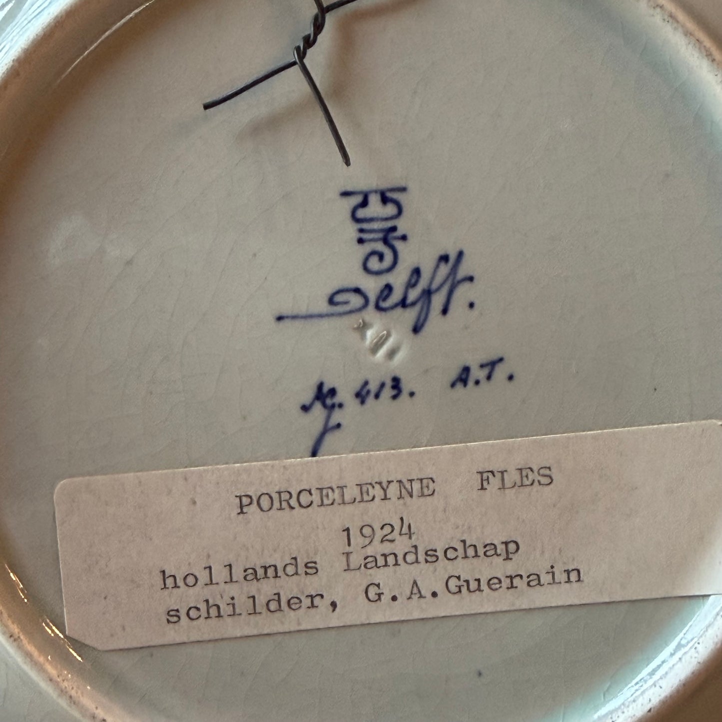 Antiek Royal Delft Wandbord met Molen en Schepen (1924)