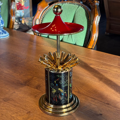 Vintage japanischer Zigarettenspender aus Messing und Lack – Mathot Vanhoffelen, Antwerpen
