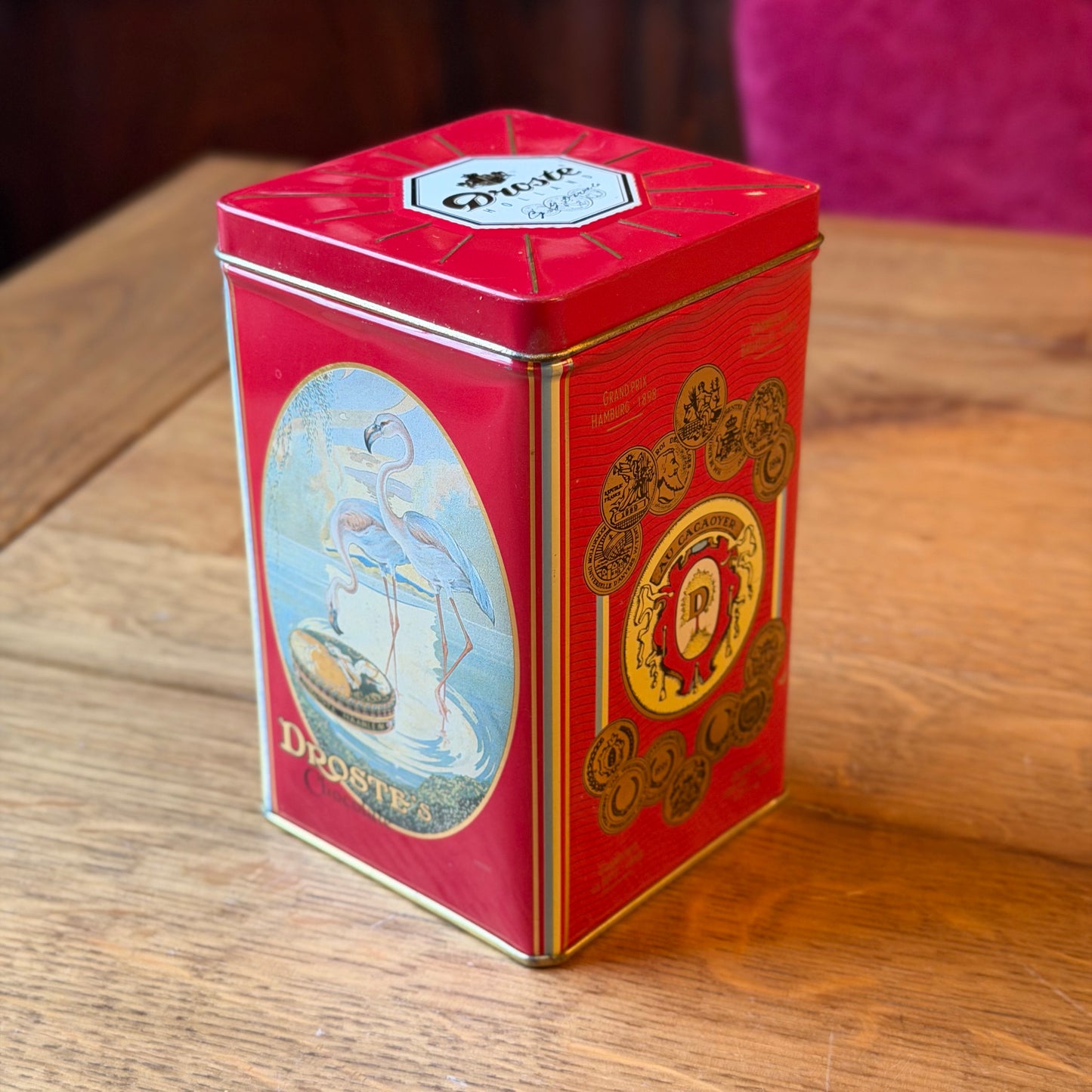 Droste's Cacao 125 Year Anniversary Tin with Flamingo Illustration (1988)