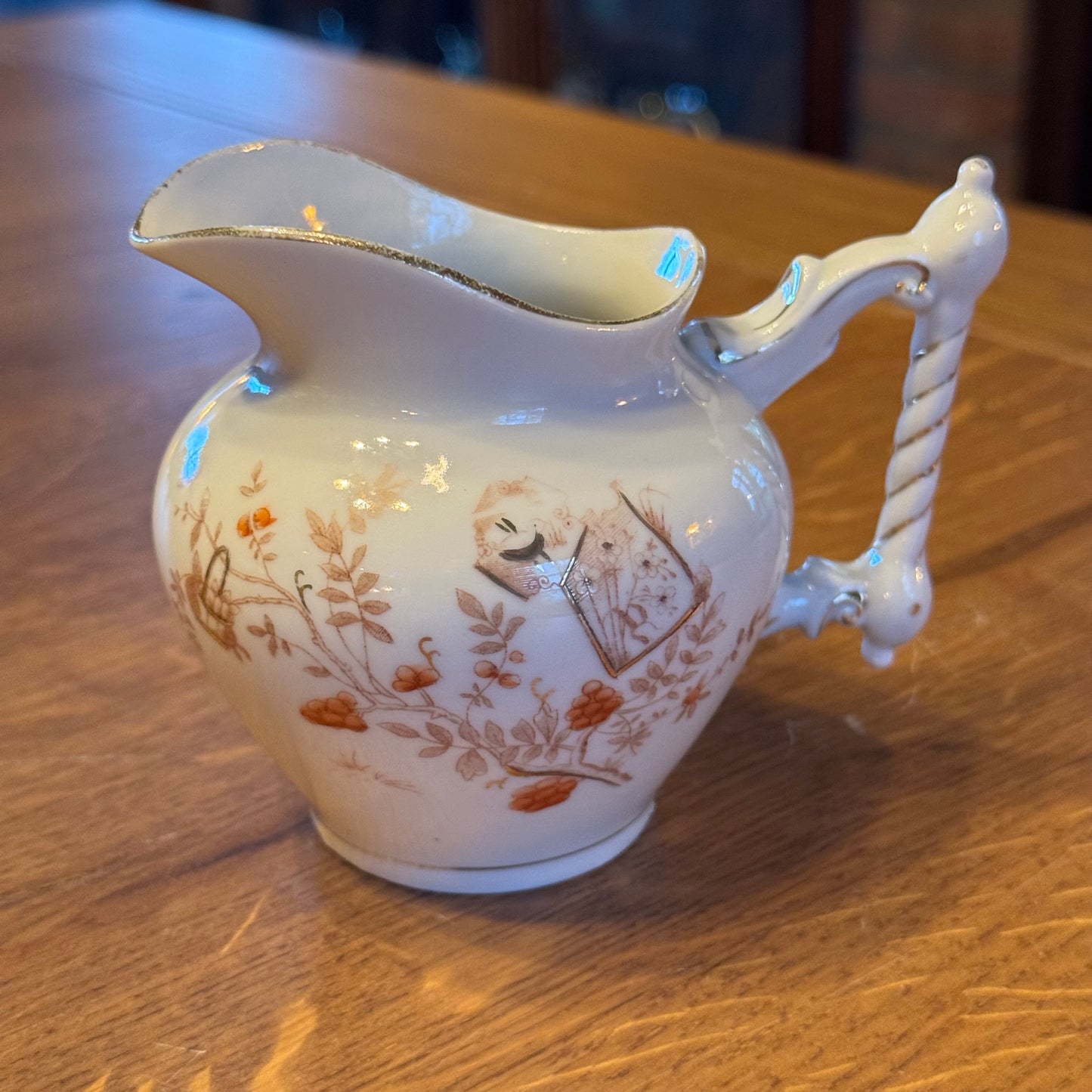 Antikes 4-teiliges Porzellan-Teeservice mit rotbraunen japanischen Motiven – ca. 1900–1930