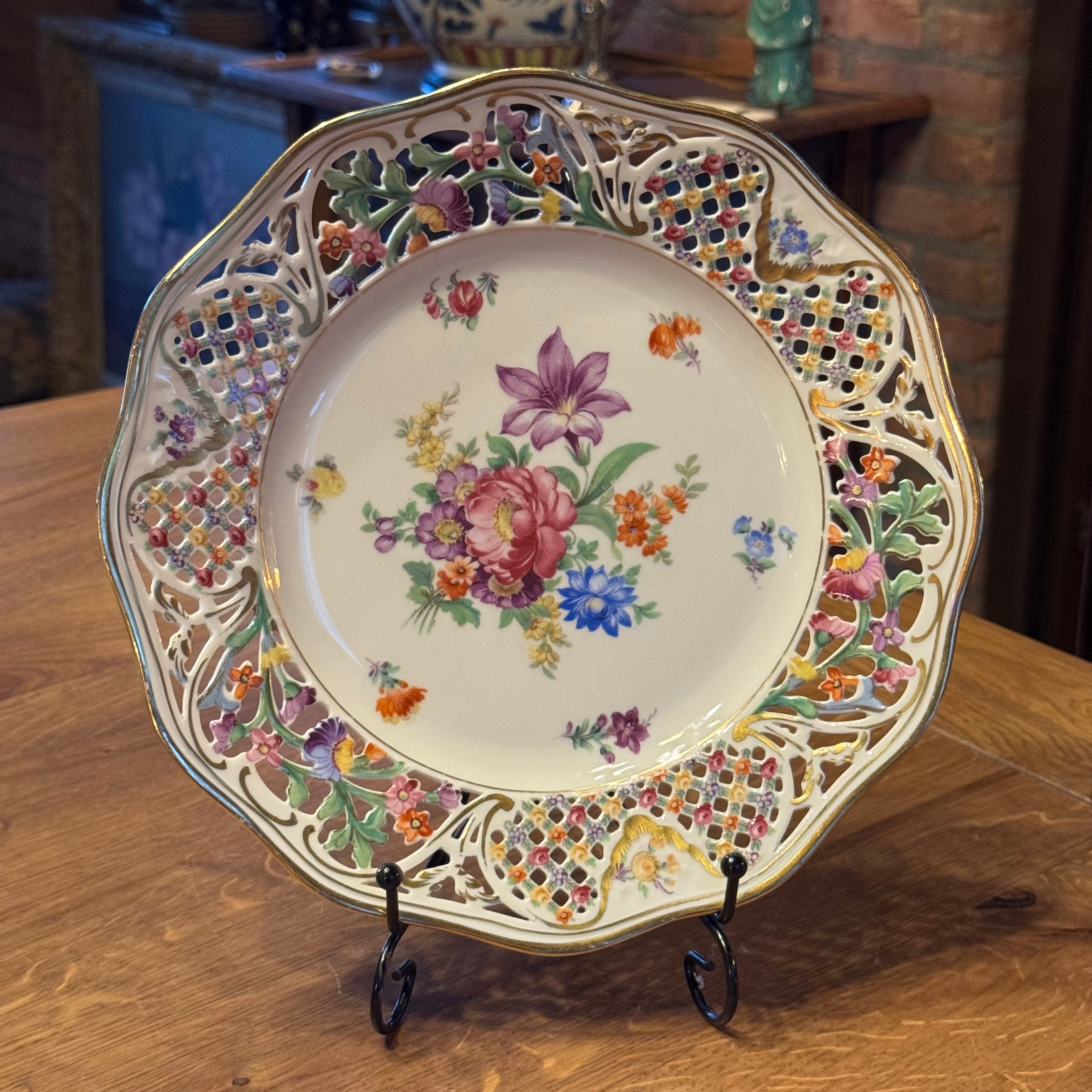 Handbemaltes Porzellanteller-Set von Schumann Arzberg, Deutschland, Modell 'Vieux Meissen'