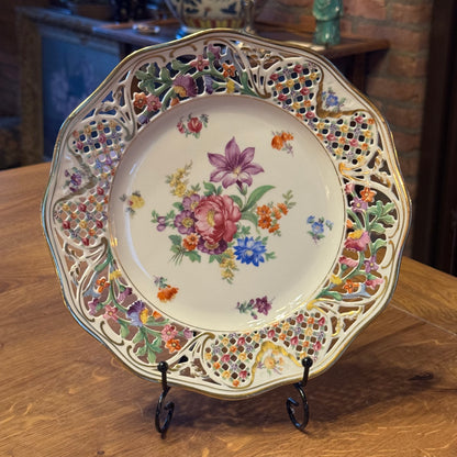 Handbeschilderde porseleinen bordenset van Schumann Arzberg, Duitsland, model ‘Vieux Meissen’