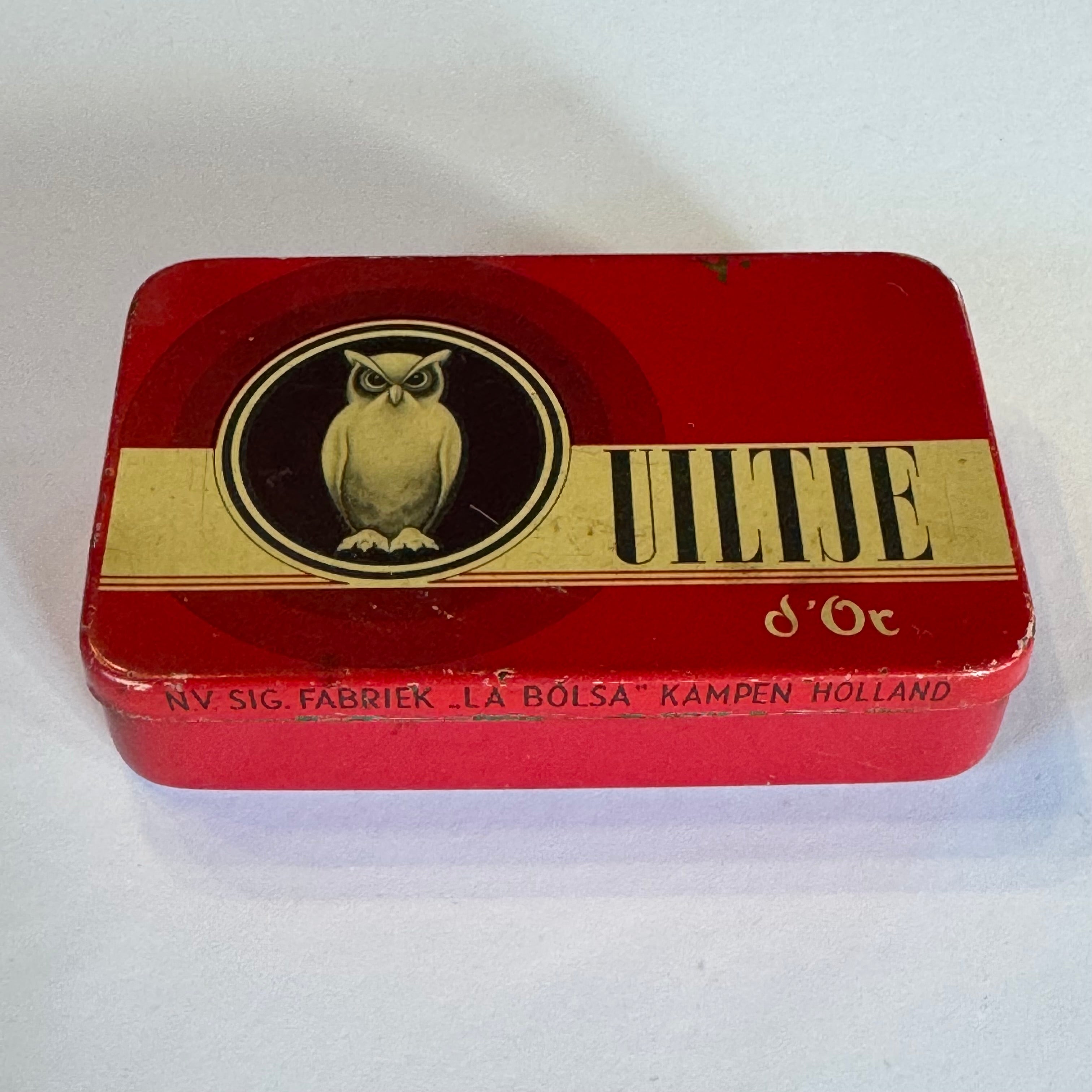 Uiltje d’Or – sigarenblik – La Bolsa Kampen Holland – ca. 1940–1950