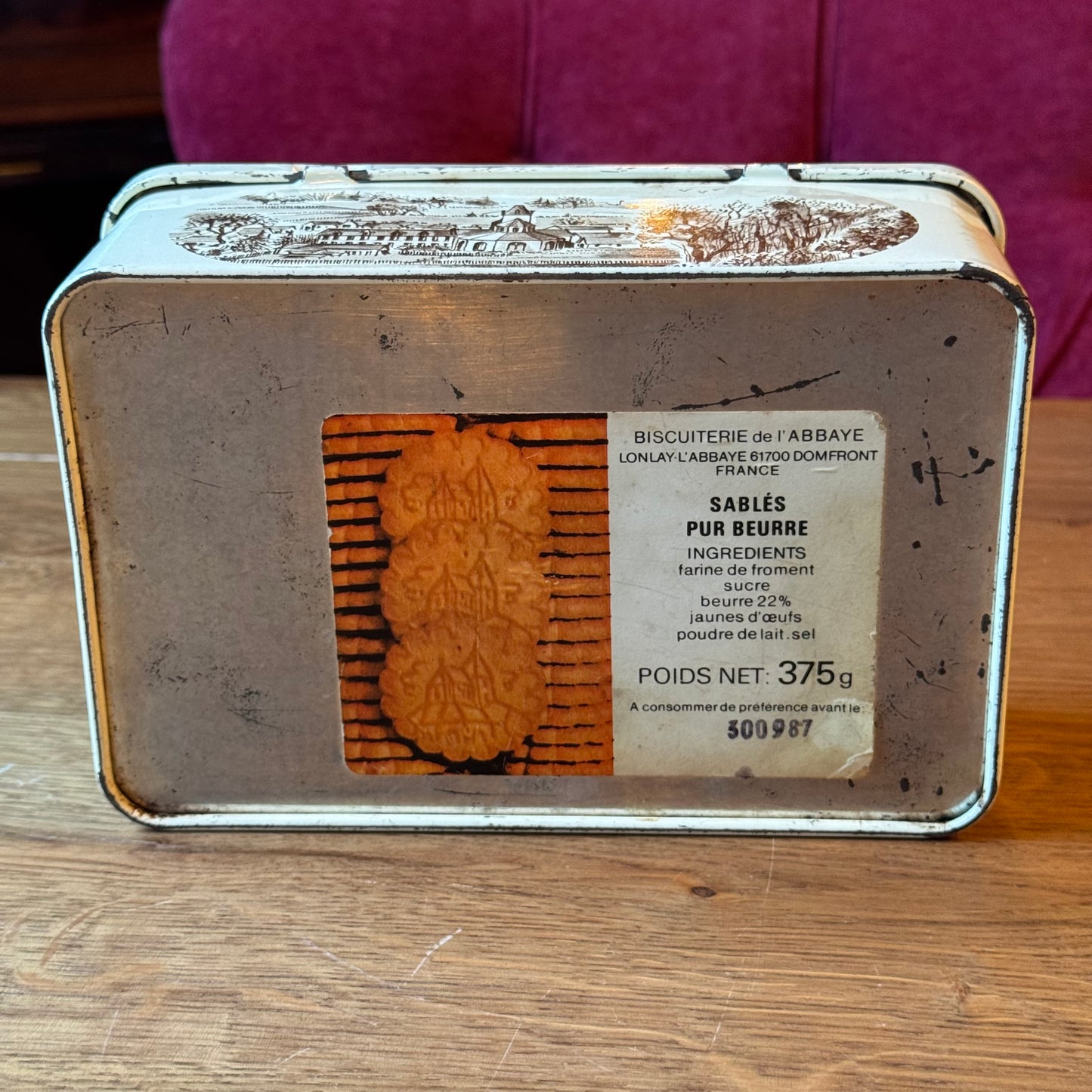 Vintage Blik Biscuiterie de l'Abbaye - Normandisch Landschap (1987)