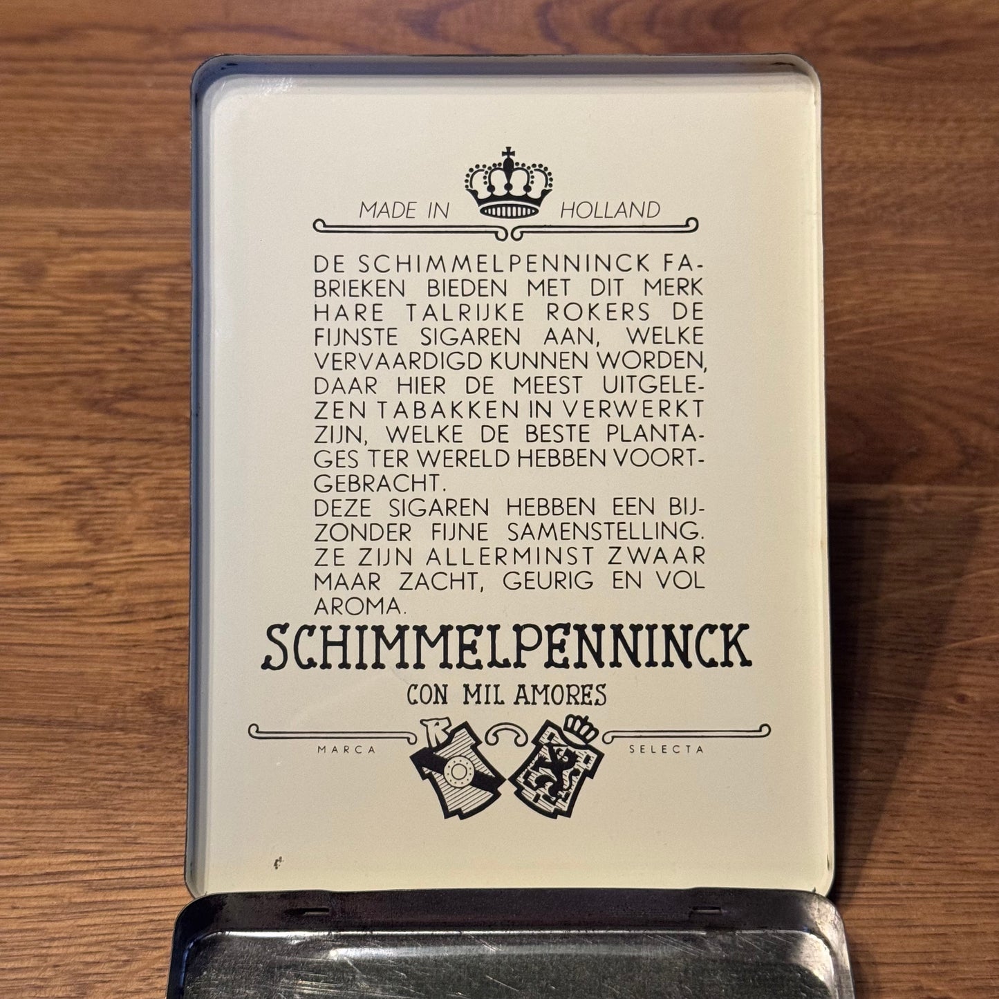 Schimmelpenninck cigar tin "Con Mil Amores" – vintage tobacco tin