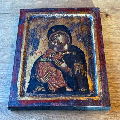 Byzantijns Icoon – Moeder Gods Eleousa – Handgeschilderd Mount Athos (Gecertificeerd)