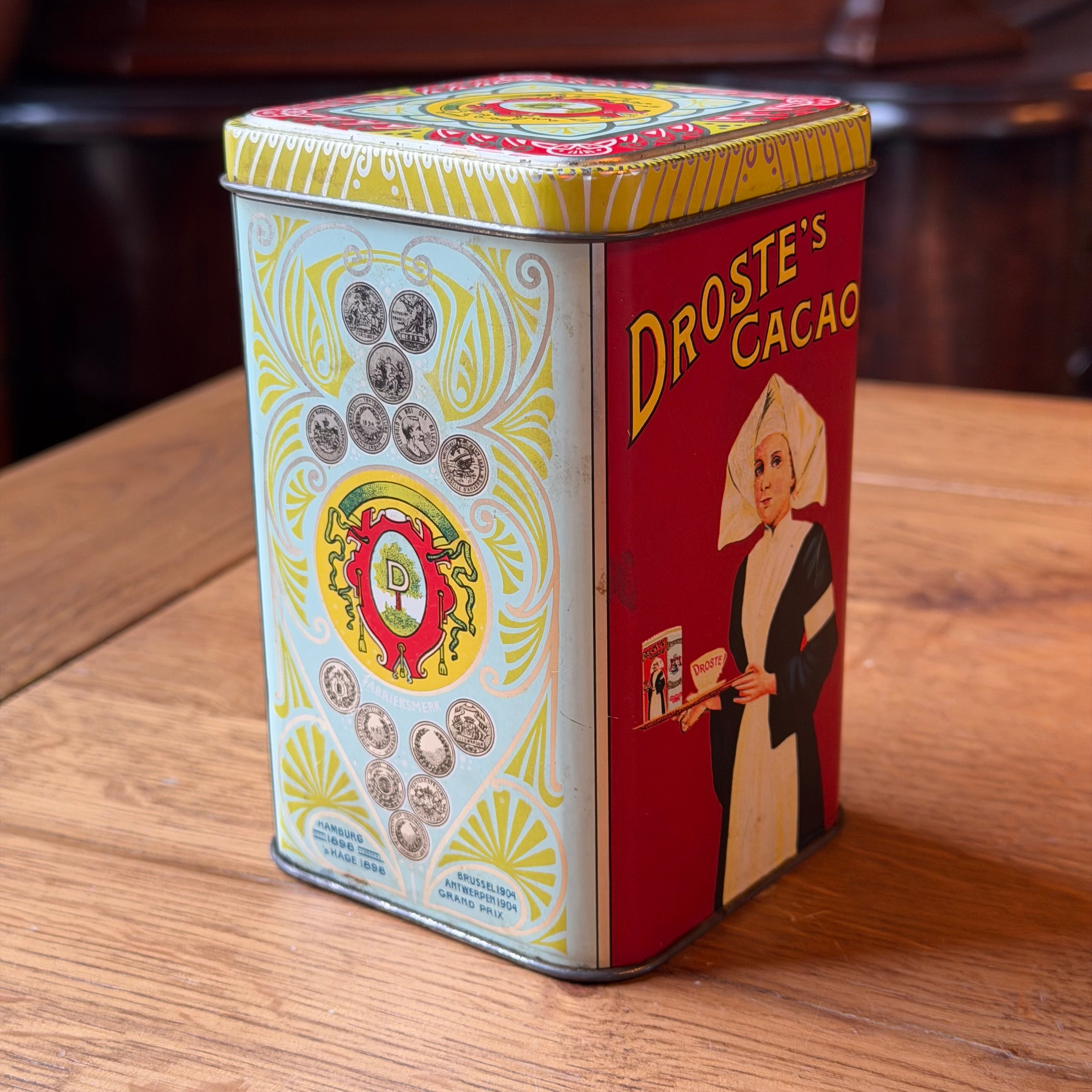 Antike Kakaodose von Droste – Haarlem, ca. 1920–1930