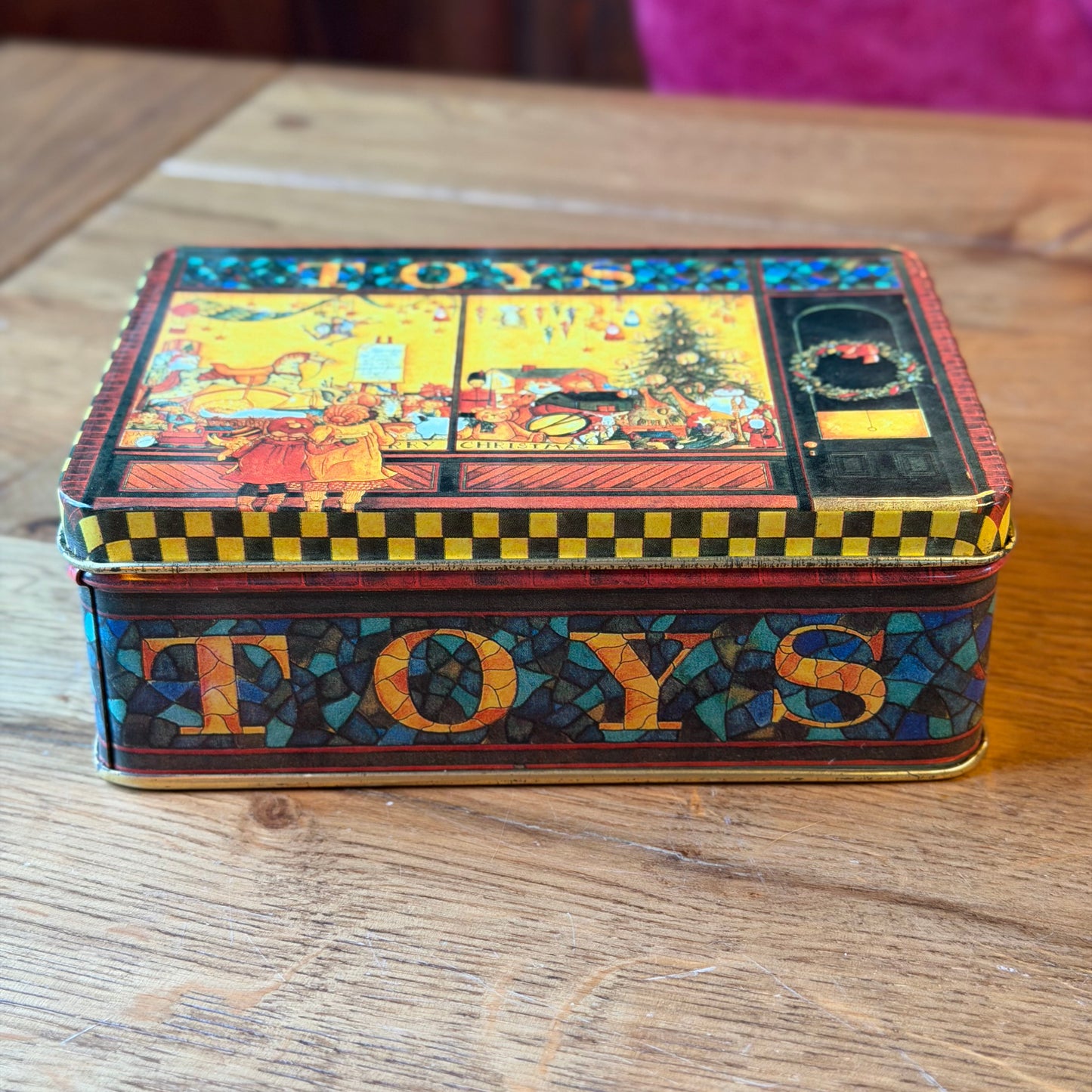 Vintage Toys Koekblik met Kerstetalage – Decoratief Blik, ca. eind 20e eeuw