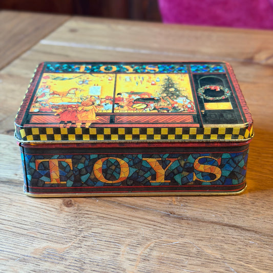 Vintage Toys Koekblik met Kerstetalage – Decoratief Blik, ca. eind 20e eeuw