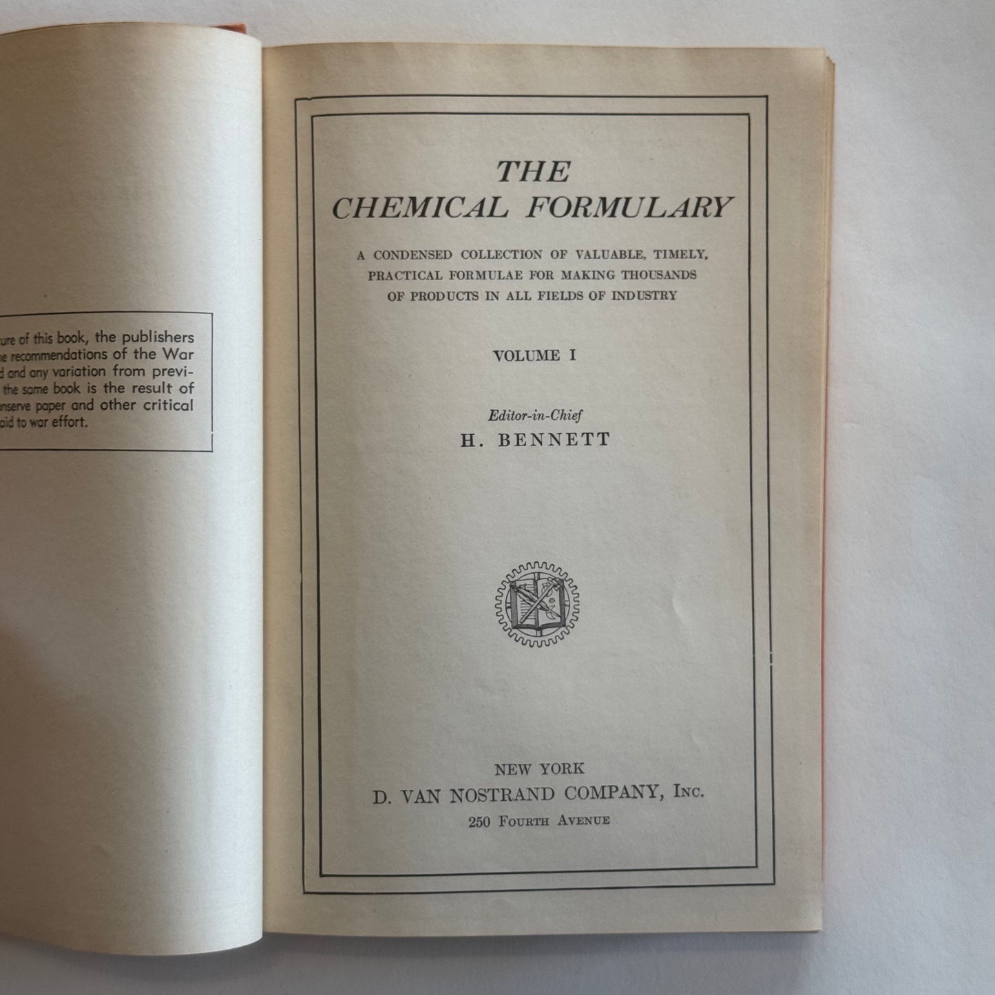 The Chemical Formulary Volume I by H. Bennett !1933)