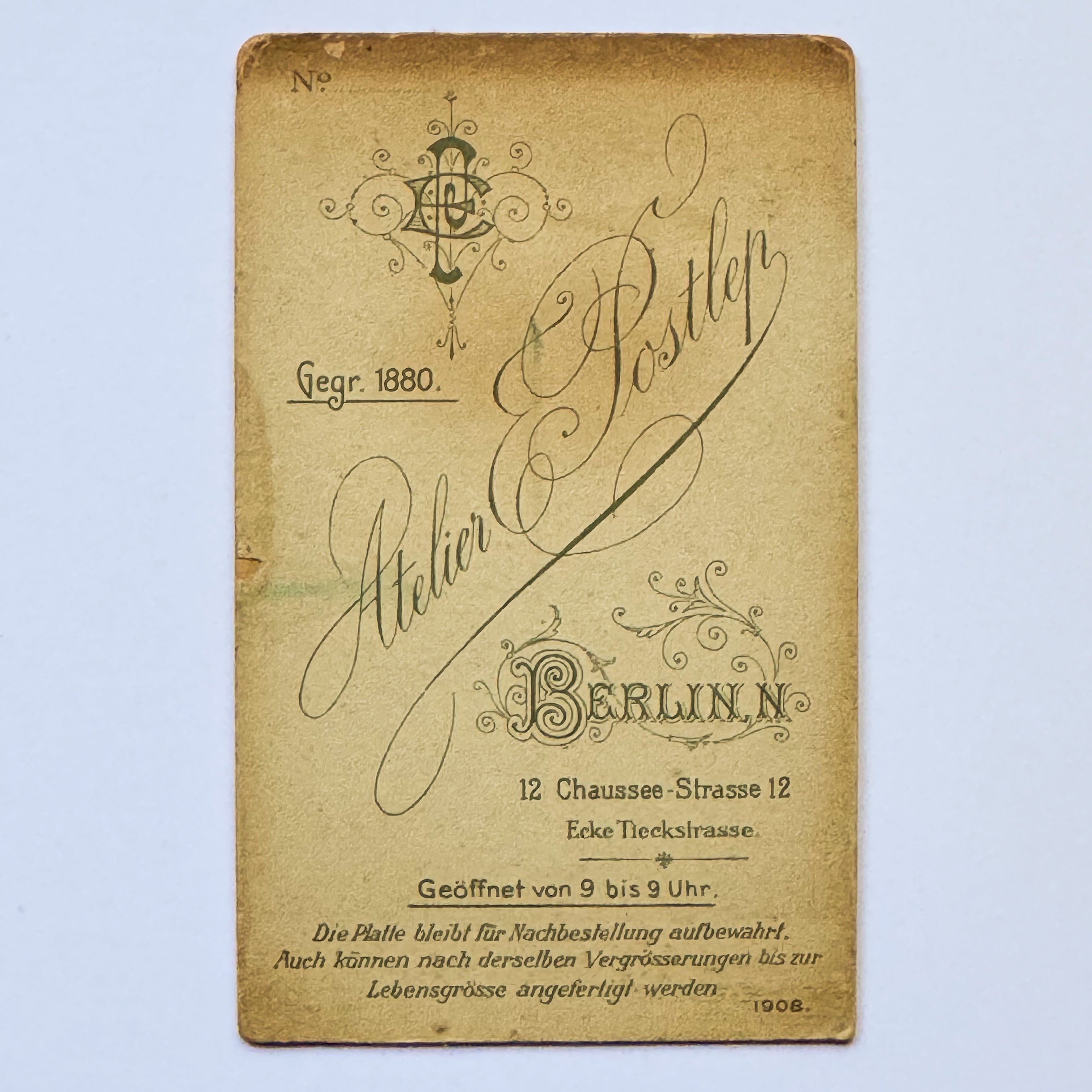 Porträt eines deutschen Offiziers - Atelier E. Postlep, Berlin (ca. 1905)