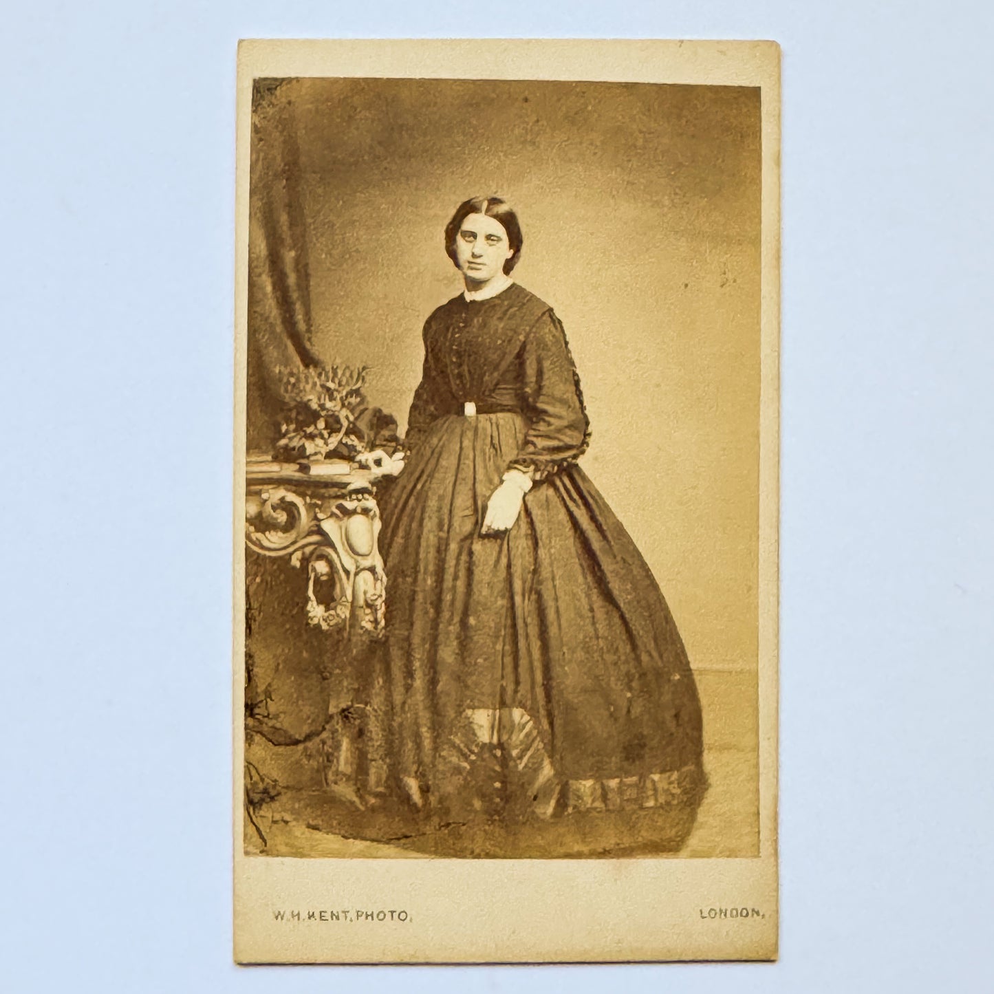 Portrait of a Woman in a Dark Dress - WH Kent, Knightsbridge London (ca. 1865)