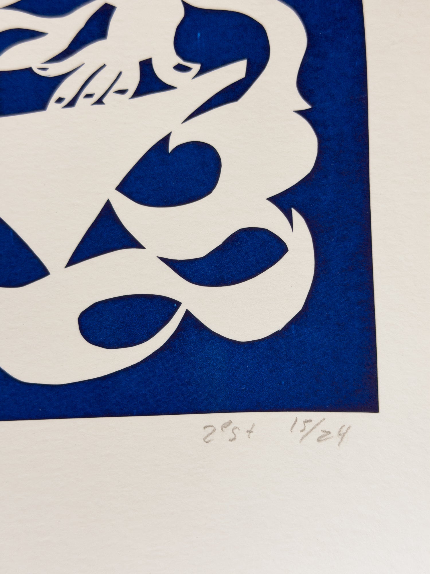 Screenprint Eddy Varekamp Two Figures with Fish Cobalt Blue 15/24