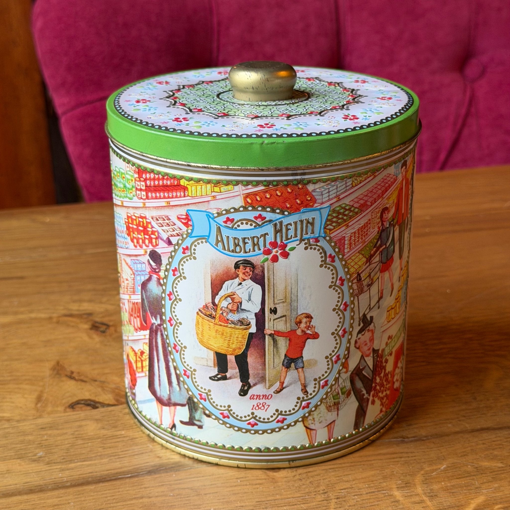 Albert Heijn Jubileumblik 125 Jaar (1887–2012) – Rond Verzamelblik Anno 1887 - The Collectionist