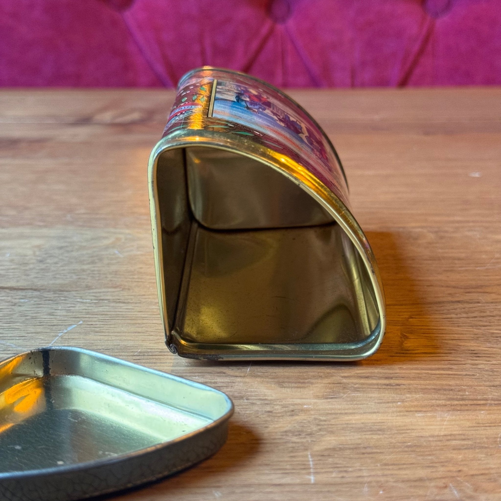 Antiek Driehoekig Theeblik - Chinoiserie & Goud Craquelé - The Collectionist