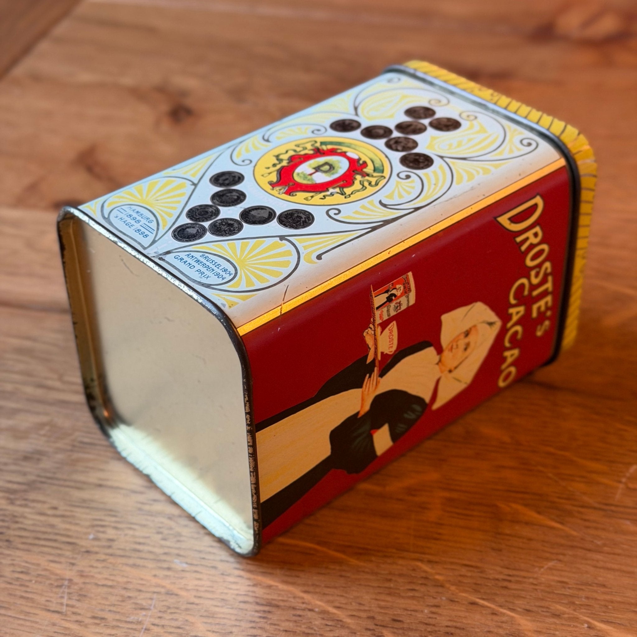 Antiek Droste’s Cacao Blik met Opstaande Deksel – Haarlem - The Collectionist