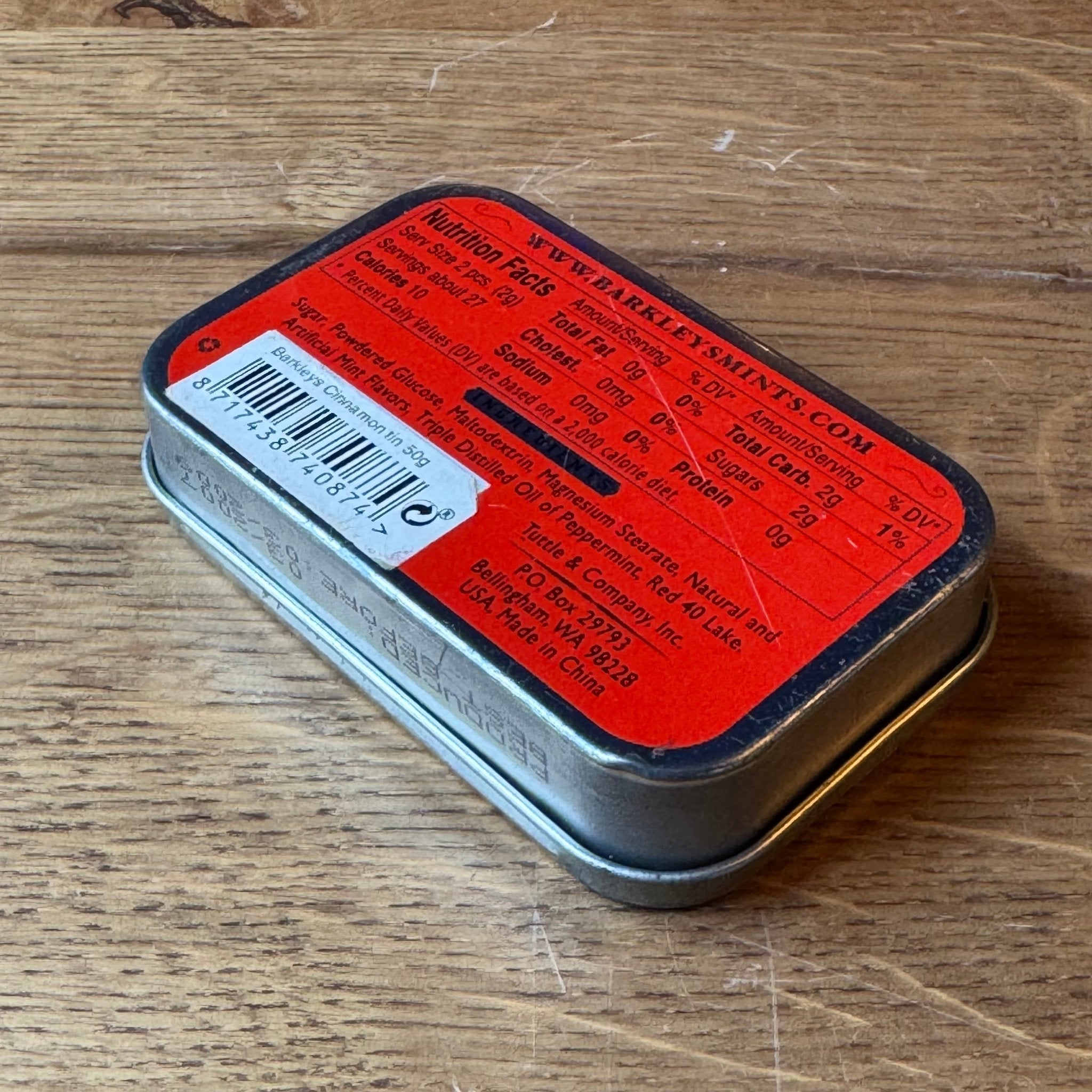 Barkleys Cinnamon Pepermuntblikje – Rood Metalen Mini Tin - The Collectionist