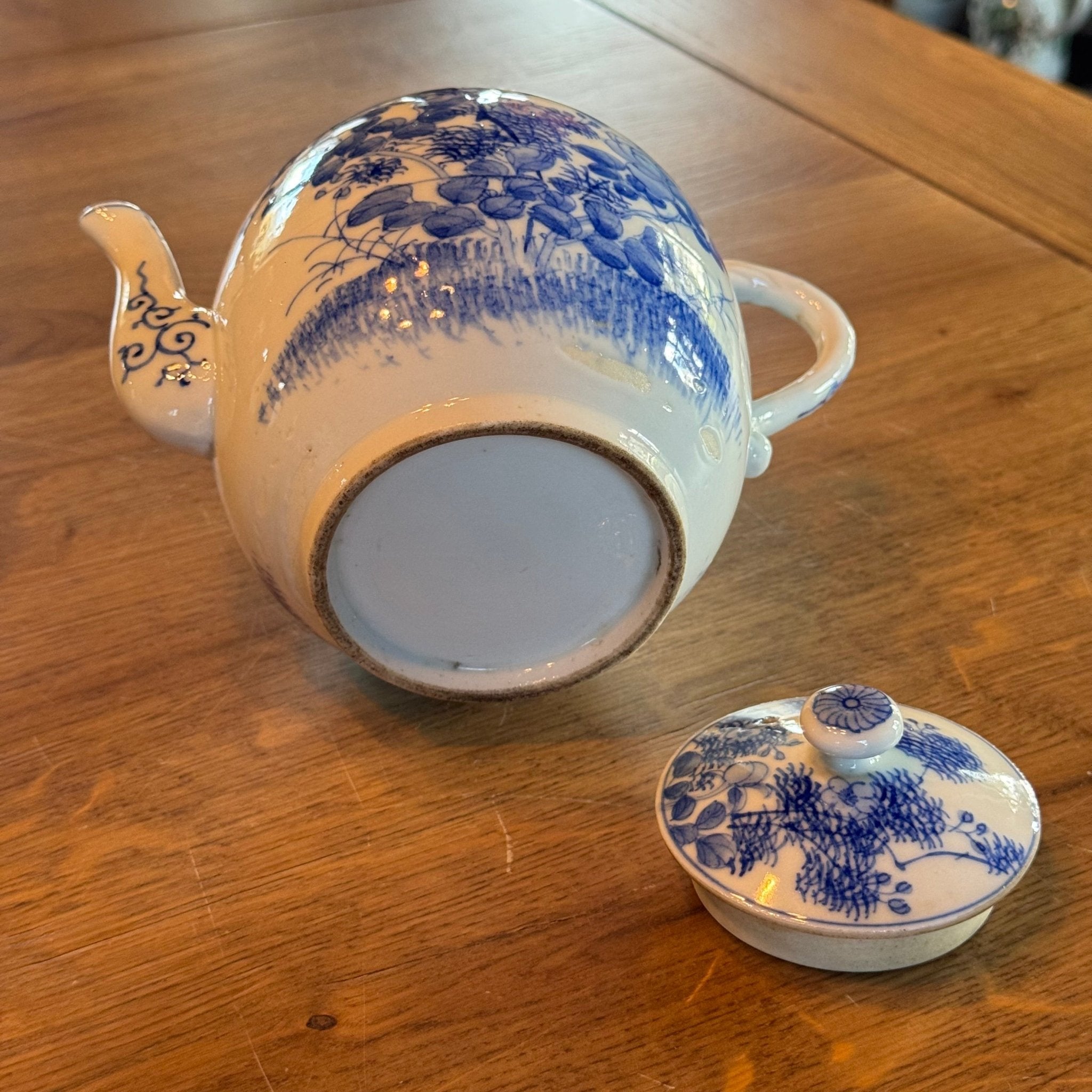 Blauw - witte Chinese theepot – vogel en bloemen – porselein met deksel - The Collectionist