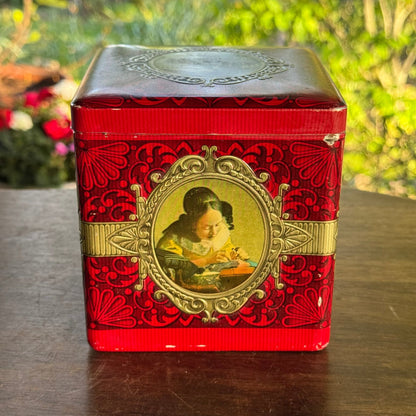 Blik met afbeeldingen van schilderijen van Pieter de Hooch, Frans Hals, Rembrandt, A. van Dijck. - The Collectionist