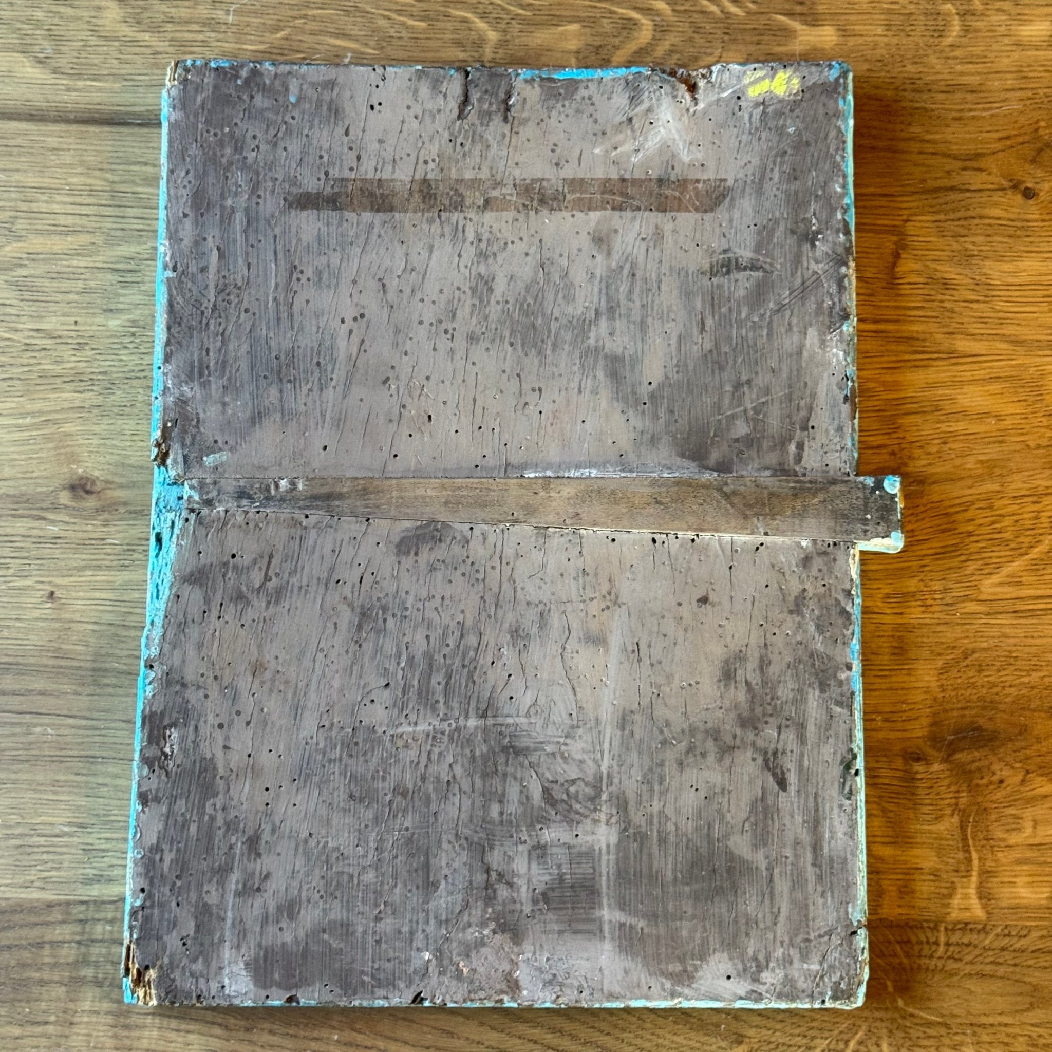 Decoratieve icoon “Moeder Gods op Troon met Monniken” op houten paneel - The Collectionist