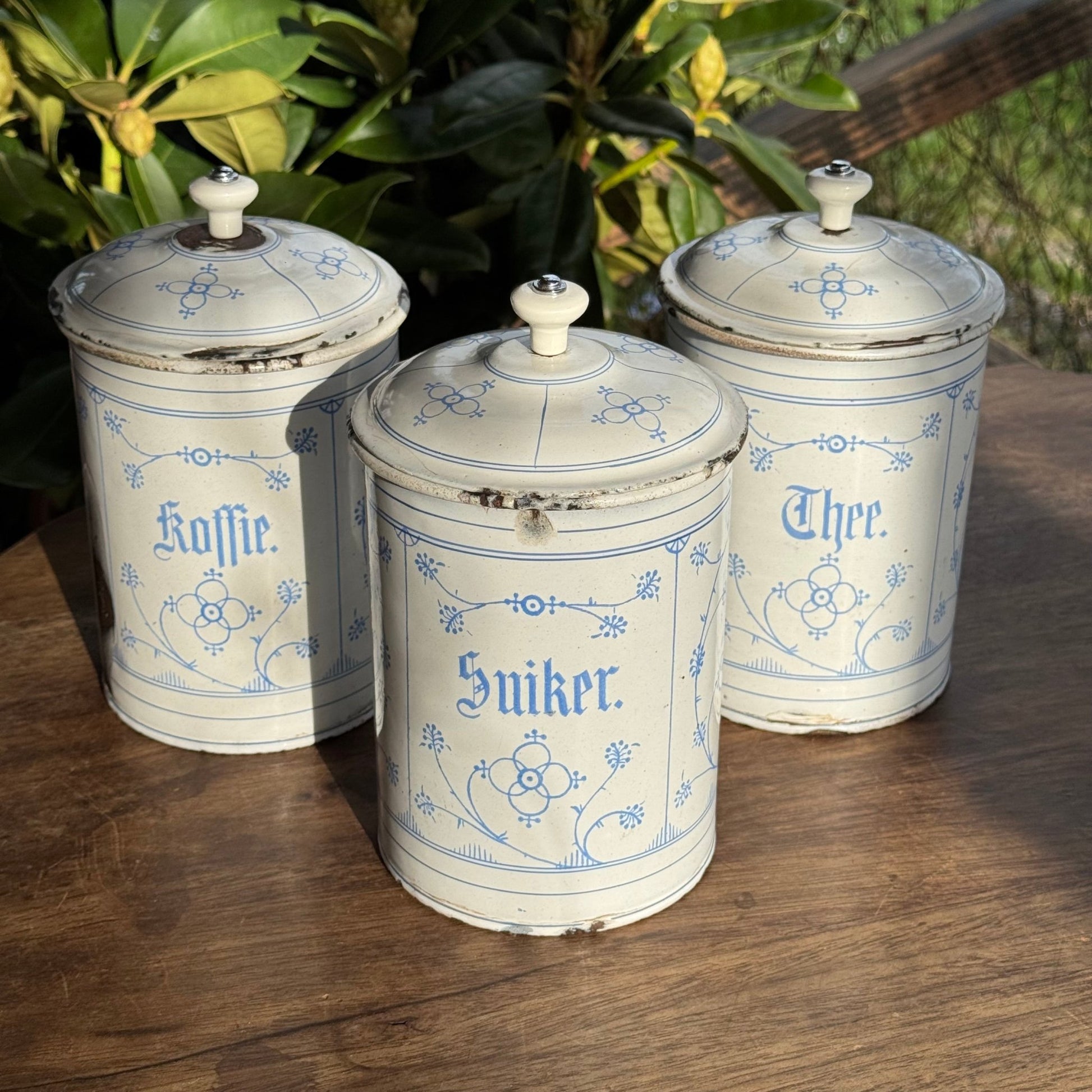 Emaille Koffie Thee en Suiker Bussen - The Collectionist