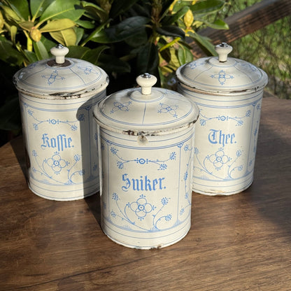 Emaille Koffie Thee en Suiker Bussen - The Collectionist