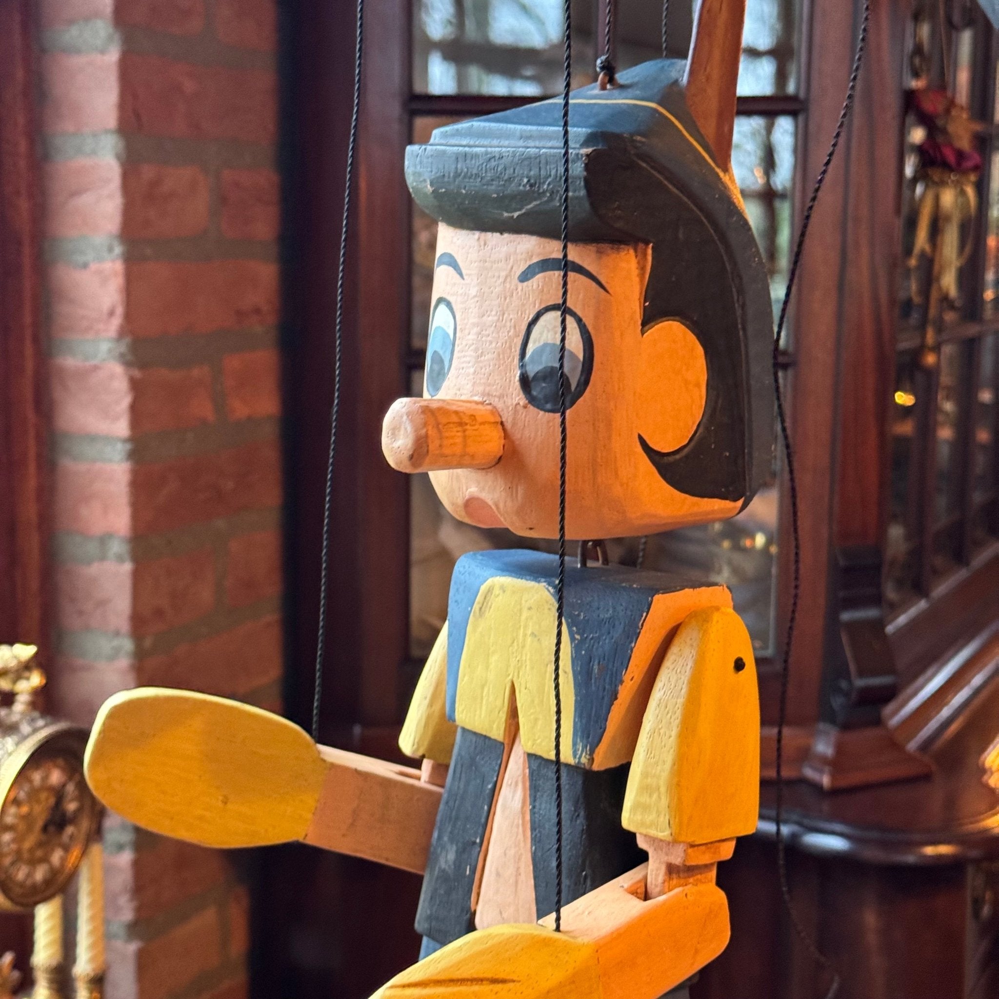 Grote houten Pinokkio marionet – handbeschilderd – ca. 60 cm - The Collectionist