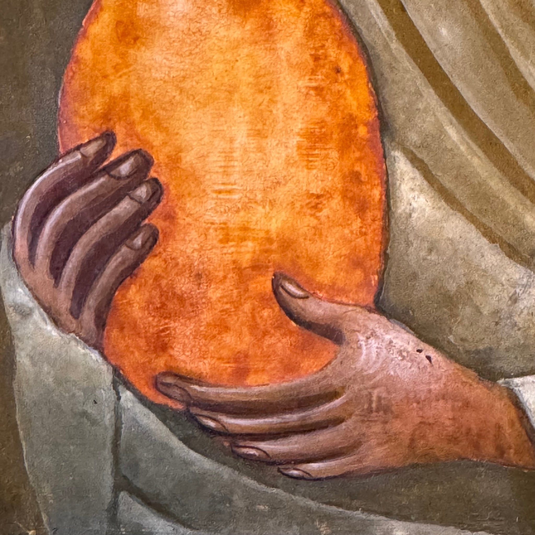 Handgeschilderde Icoon van Maria Magdalena op Houten Paneel – Verguld Nimbus – 20e Eeuw - The Collectionist