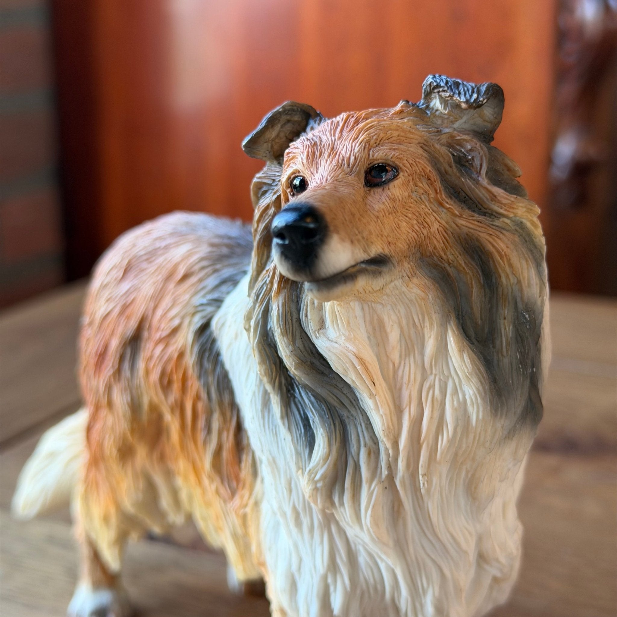 Hondensculptuur in collie - stijl – gedetailleerd vintage beeld - The Collectionist