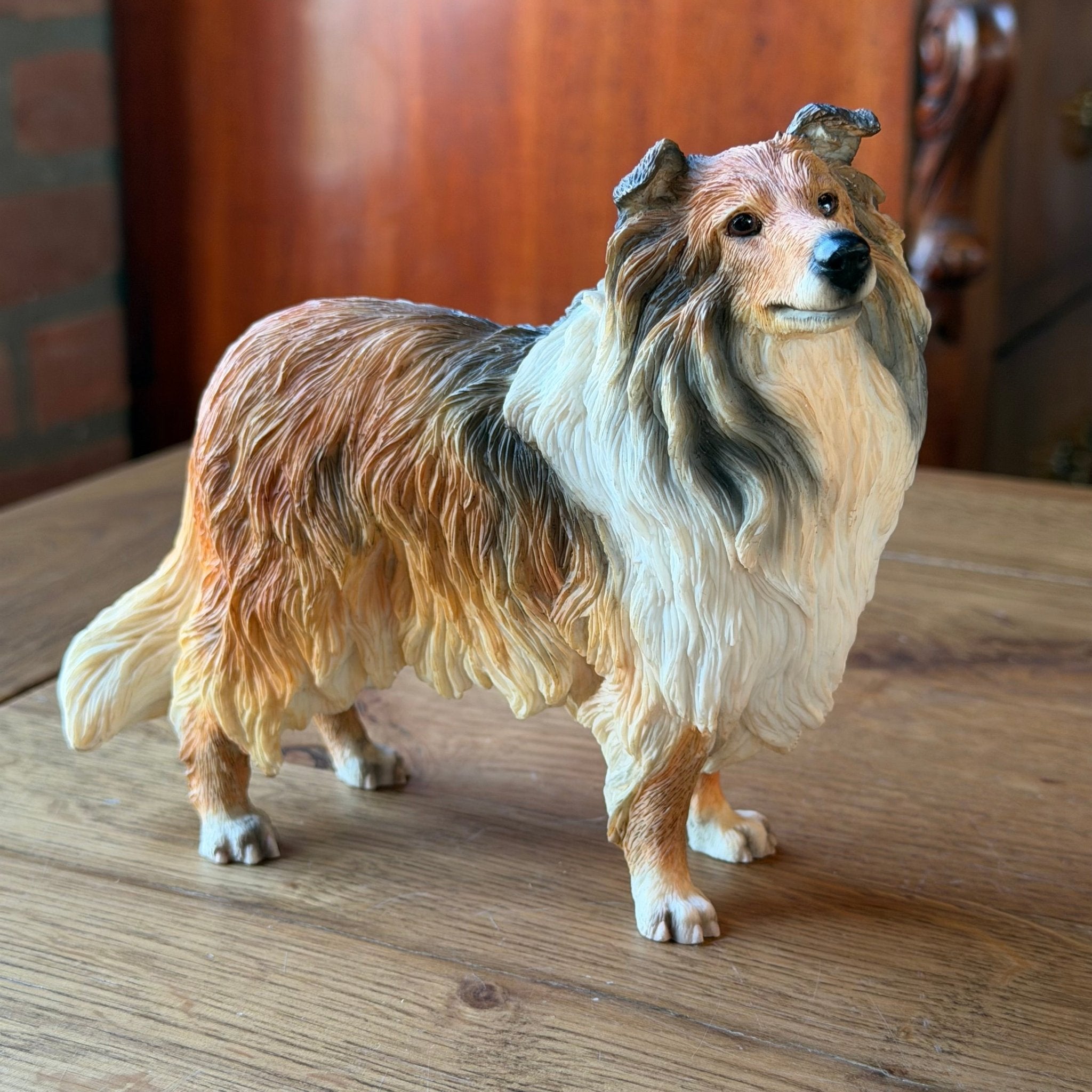 Hondensculptuur in collie - stijl – gedetailleerd vintage beeld - The Collectionist