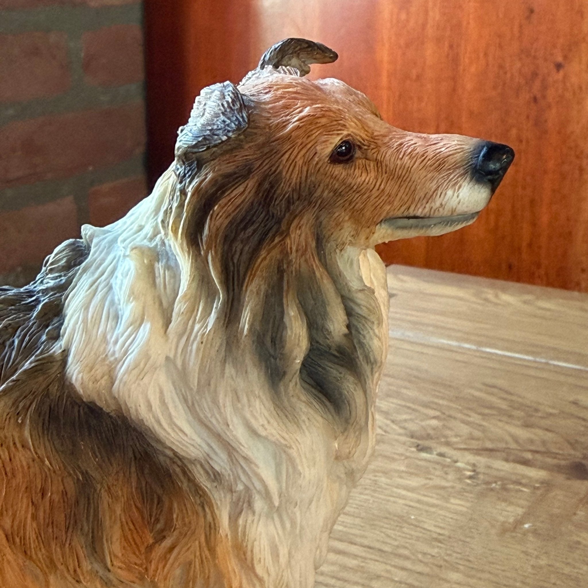 Hondensculptuur in collie - stijl – gedetailleerd vintage beeld - The Collectionist