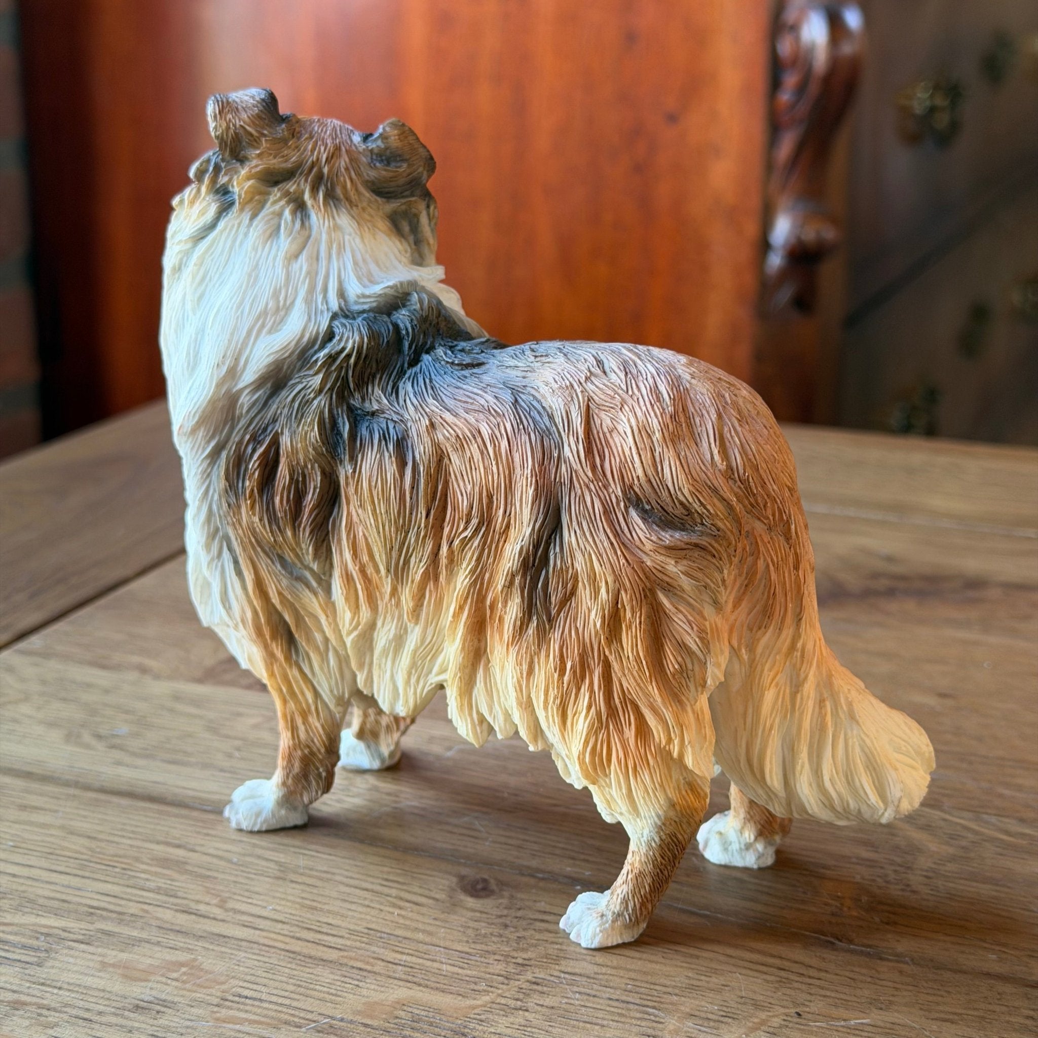 Hondensculptuur in collie - stijl – gedetailleerd vintage beeld - The Collectionist