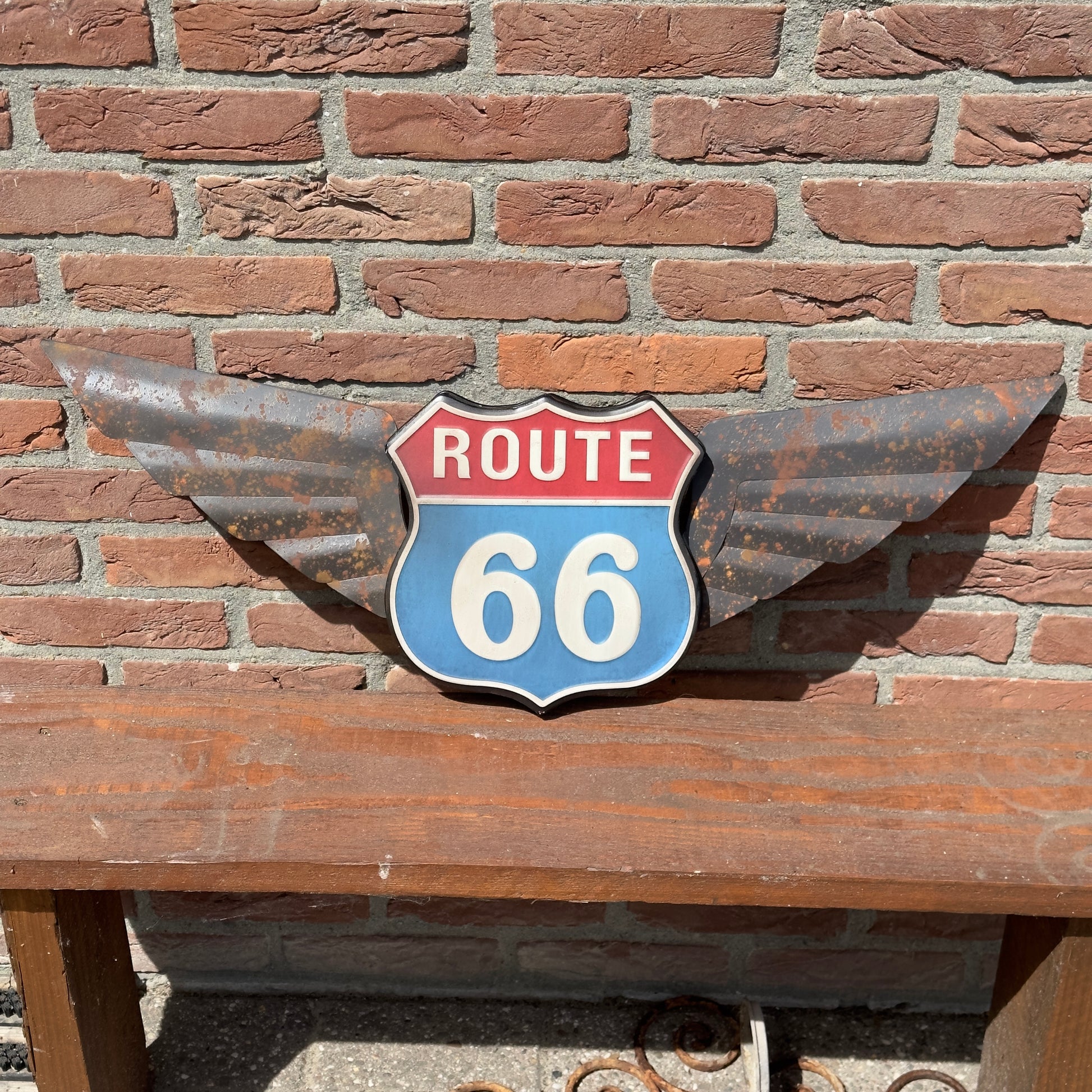 Route 66 Rusty Wings Blikken Wandbord The Collectionist