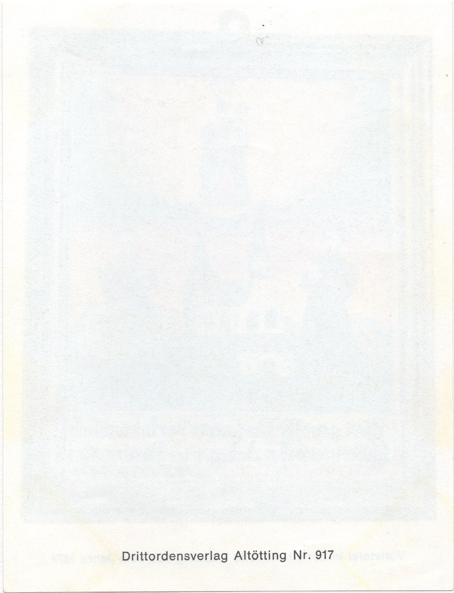Achterzijde Devotieprentje met reproductie votiefschilderij Heilige Kapel Altötting 1879, Drittordensverlag Altötting nr. 917