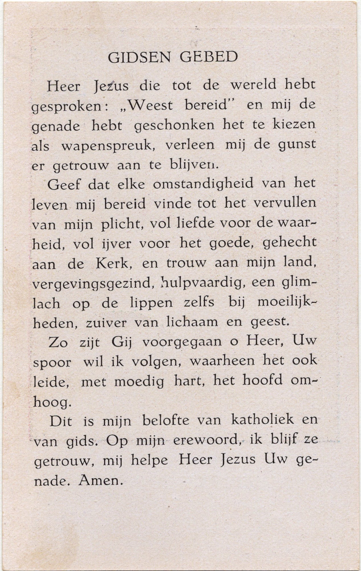 Achterzijde Devotiekaartje Sint-Antonius van Padua met Christuskind, naar schilderij Pieter Geraedts, Elwa 134, Nederland ca. 1940-1960