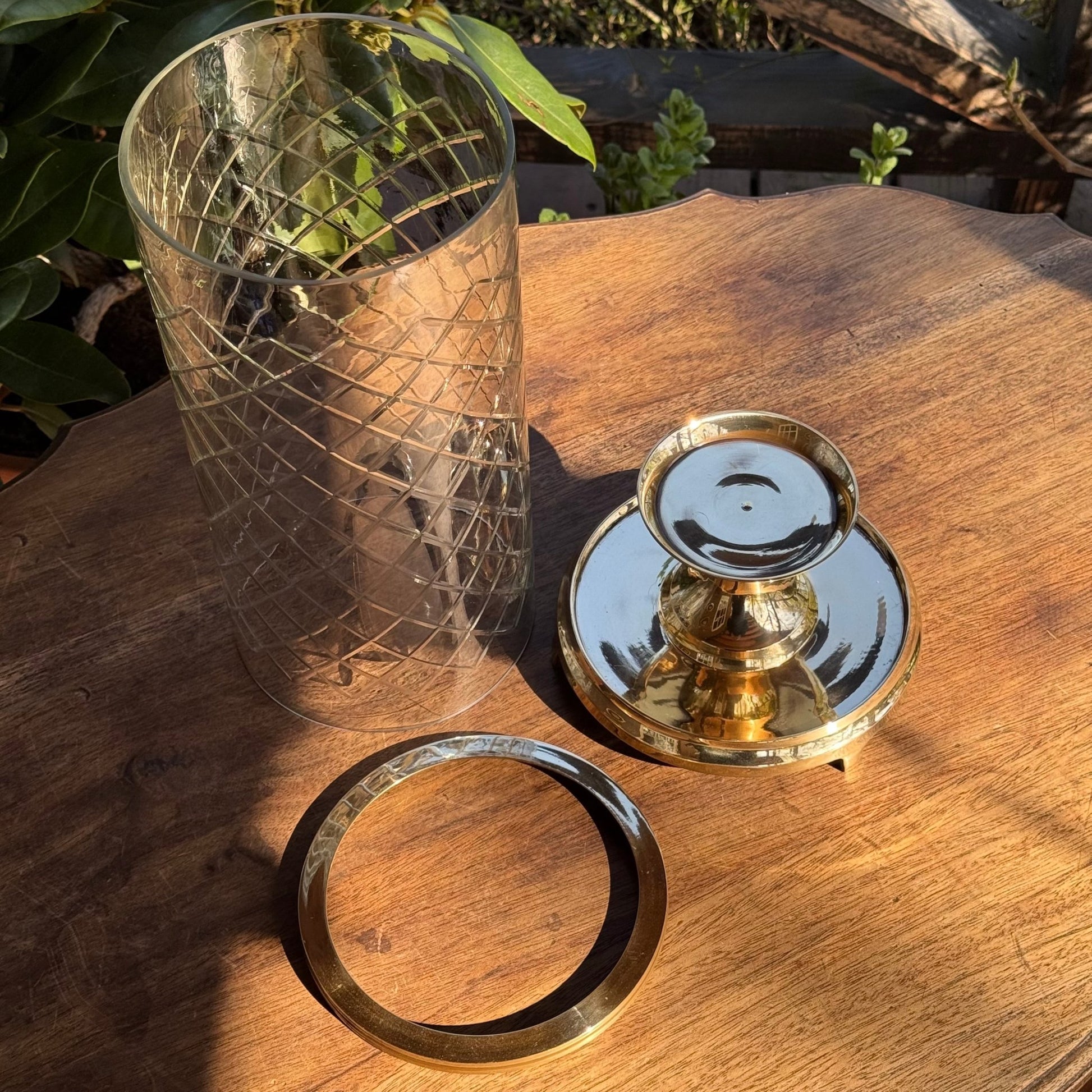 Koperen Windlicht Met Geslepen Glas - The Collectionist