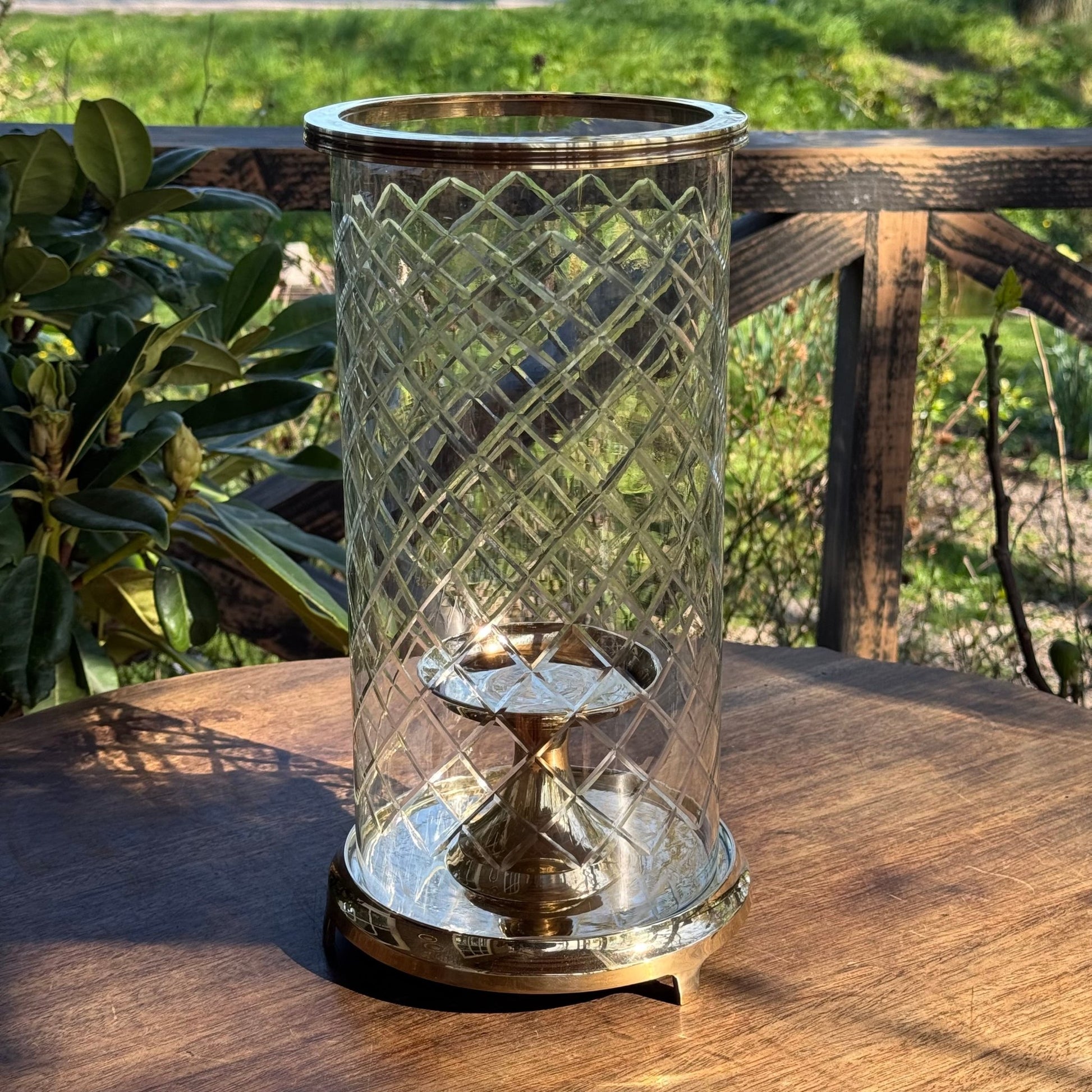 Koperen Windlicht Met Geslepen Glas - The Collectionist