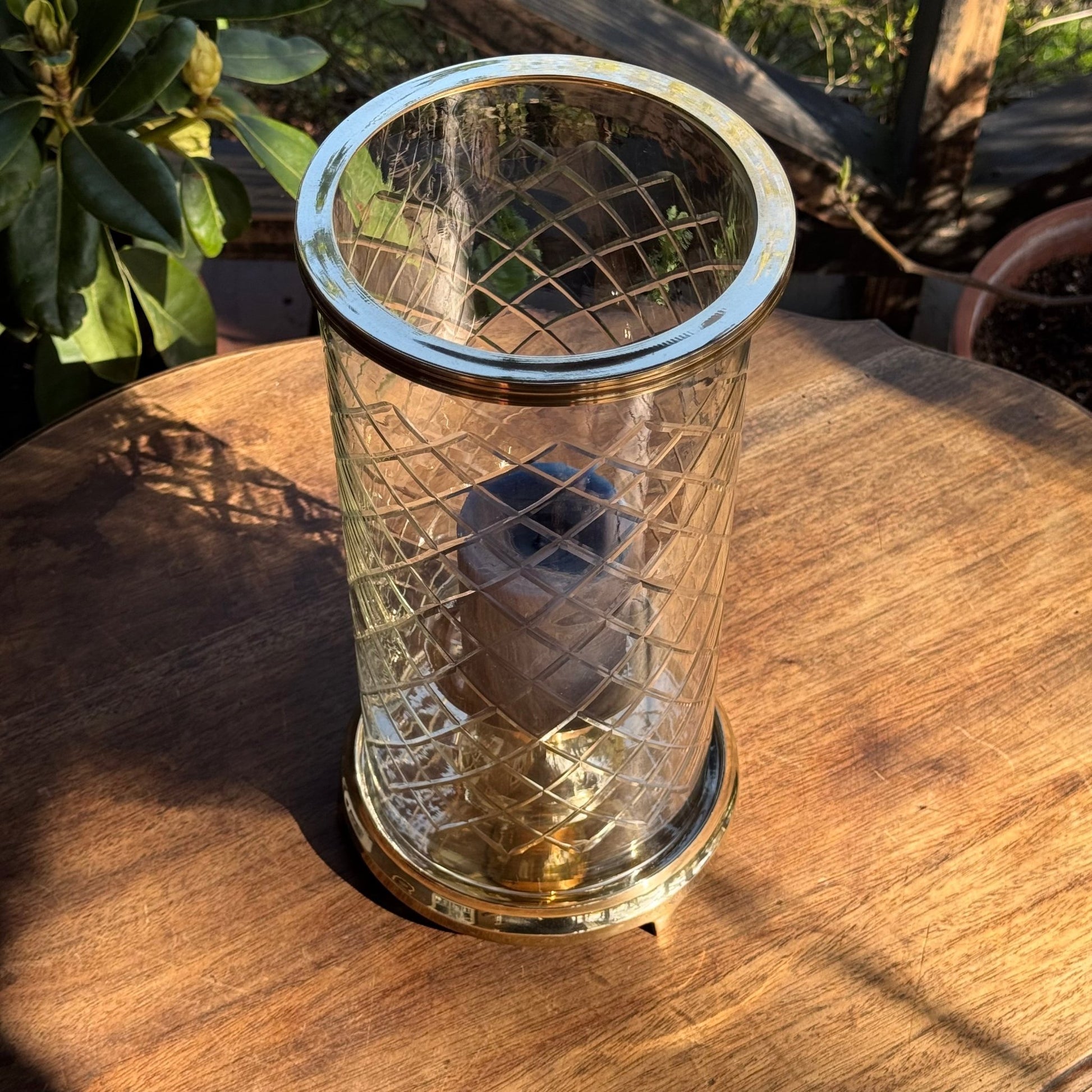 Koperen Windlicht Met Geslepen Glas - The Collectionist