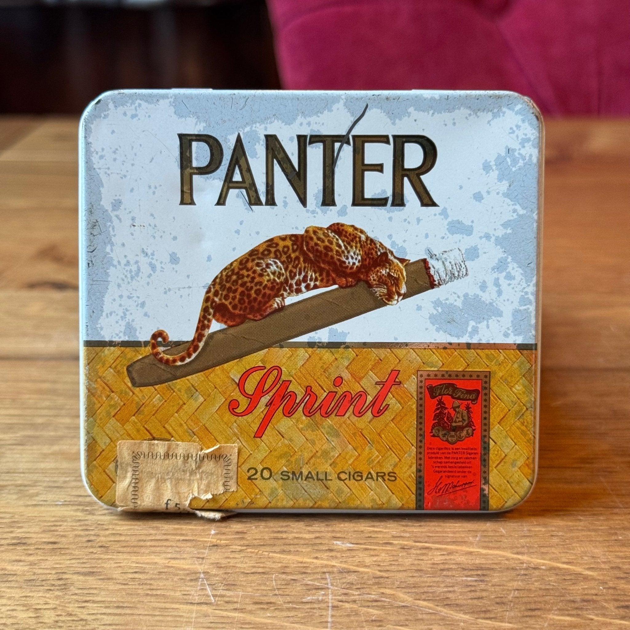 Panter Sprint sigarenblik – wit/geel – 20 small cigars - The Collectionist