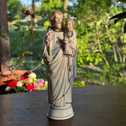 Porseleinen Beeldje van de Heilige Jozef en Kind Jezus - The Collectionist